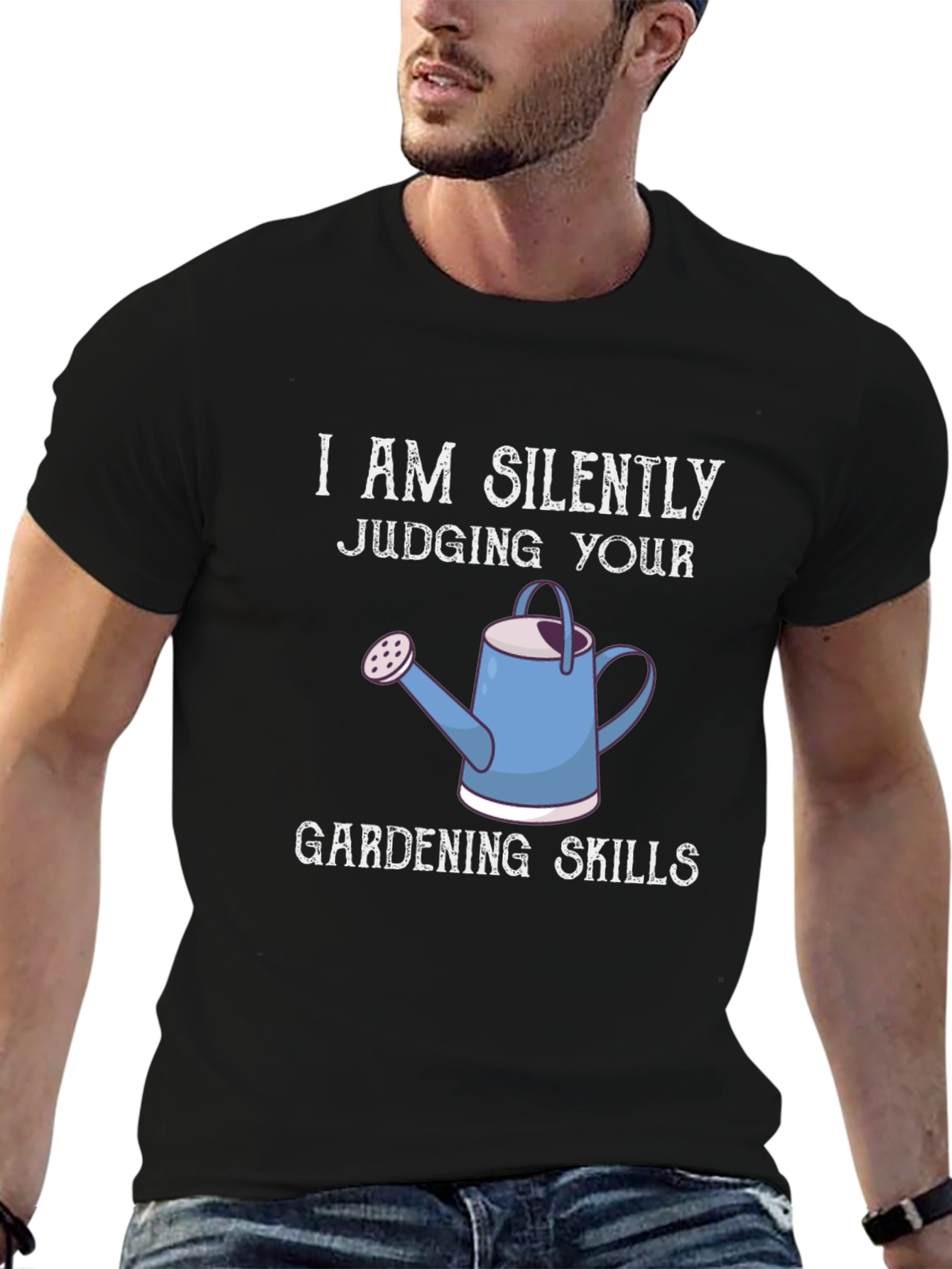 Black Silently Judging Gardening Skills T-Shirt view 6