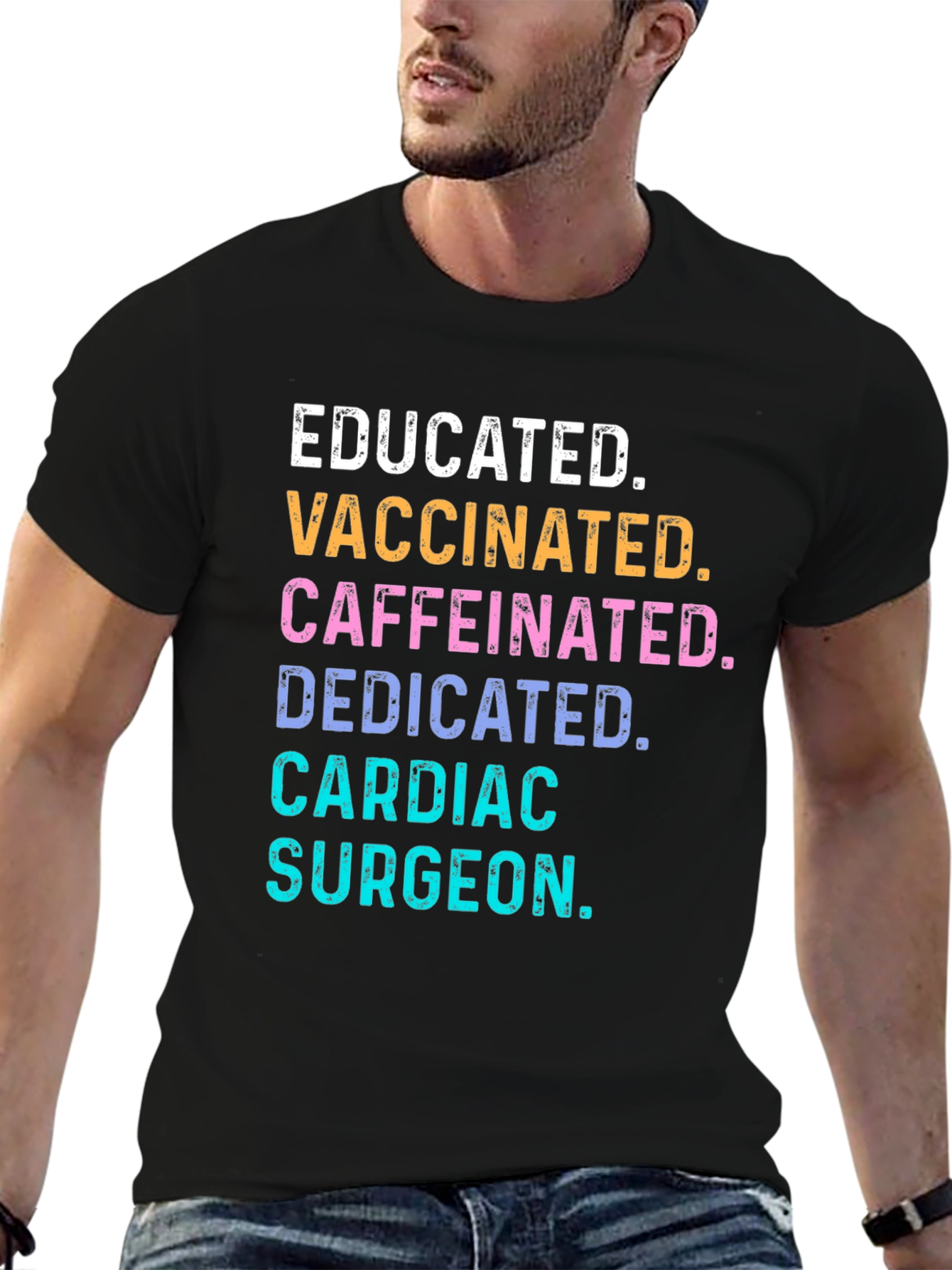 Black Educated Vaccinated Cardiac Surgeon T-Shirt view 6