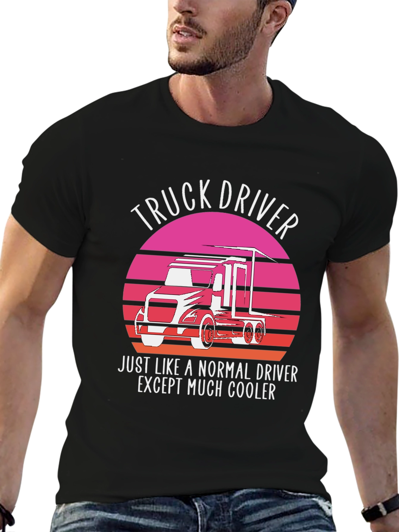 Black Truck Driver T-Shirt - Cooler Than Normal! view 6