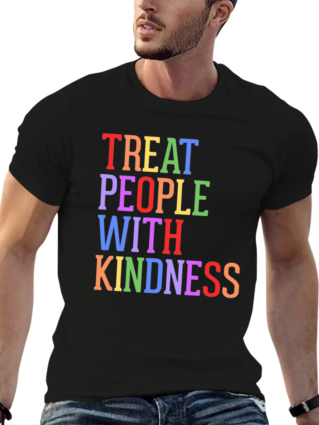 Black Treat People With Kindness Graphic Tee - Black view 6