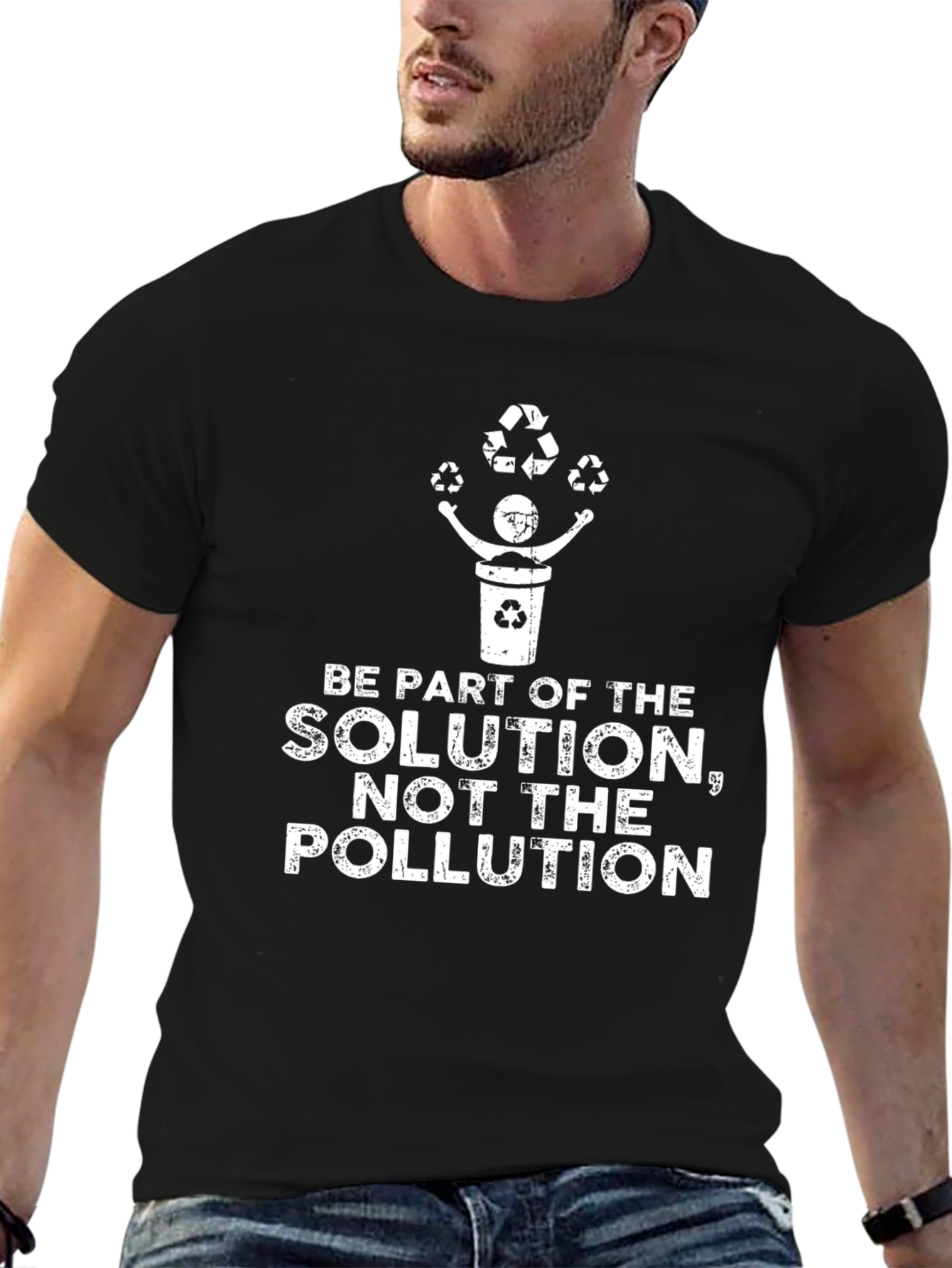 Black Eco-Friendly 'Be Part of the Solution' Graphic Tee view 6