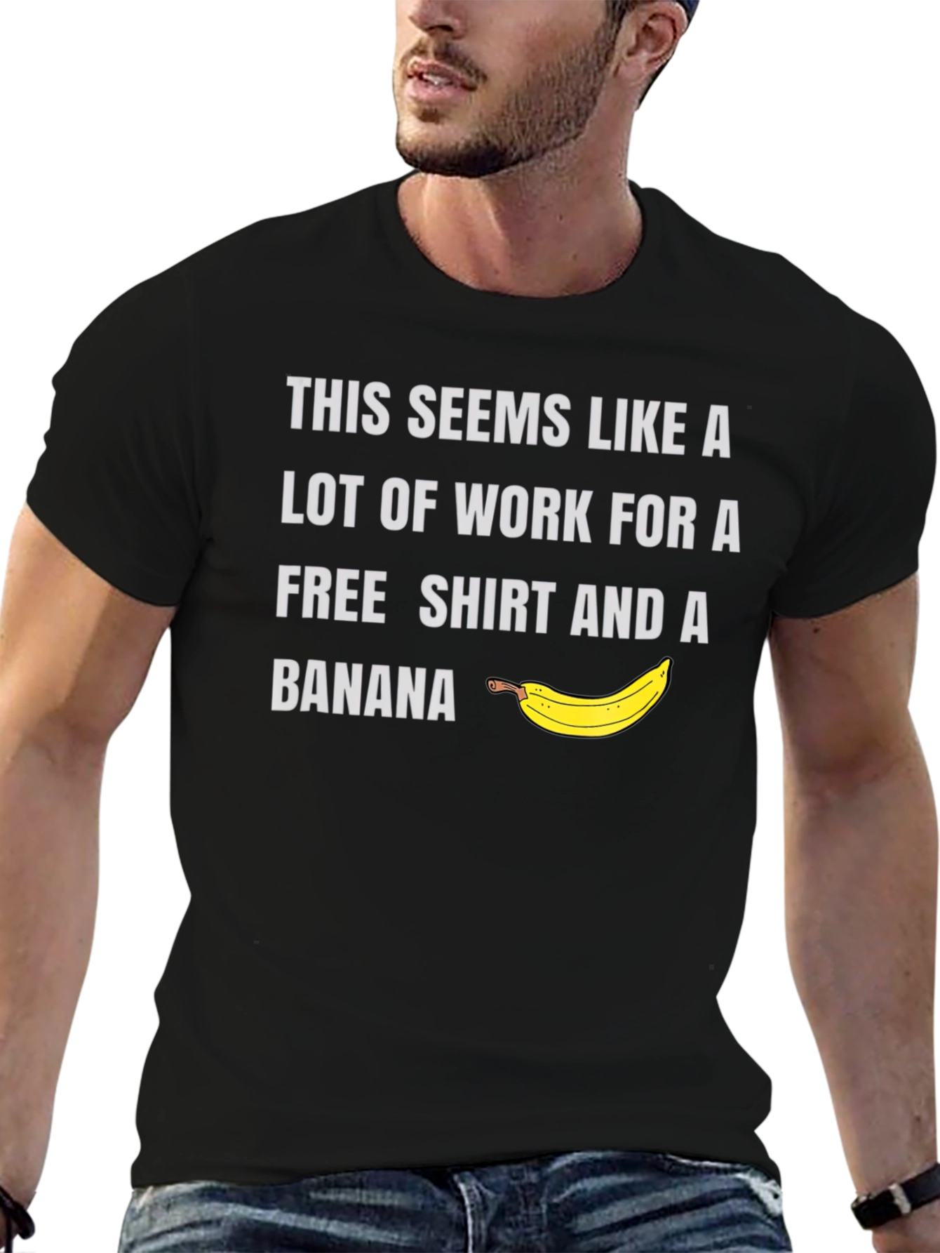 Black Free Shirt & Banana Men's Graphic Tee view 6