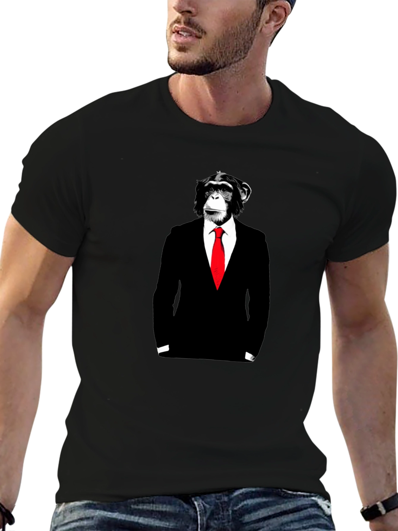 Black Chimpanzee Suit Graphic Tee view 6