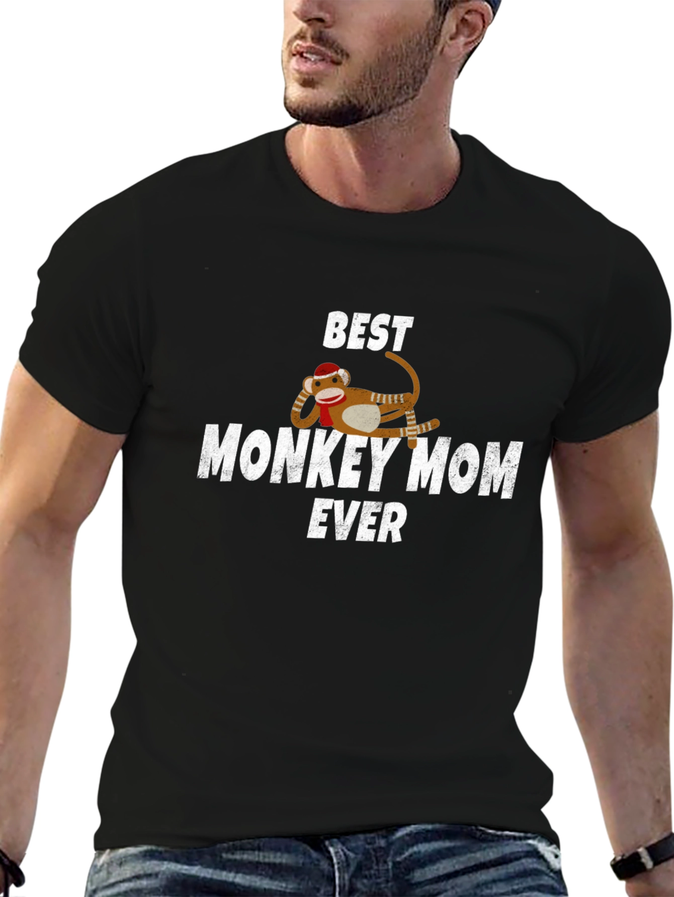 Black Best Monkey Mom Ever T-Shirt - Novelty Graphic Tee view 6
