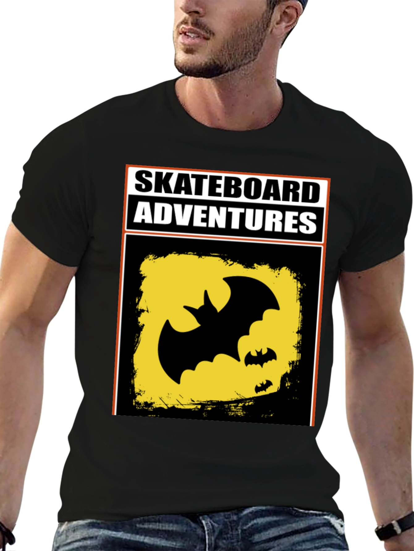 Black Skateboard Adventures Bat T-Shirt - Black view 6