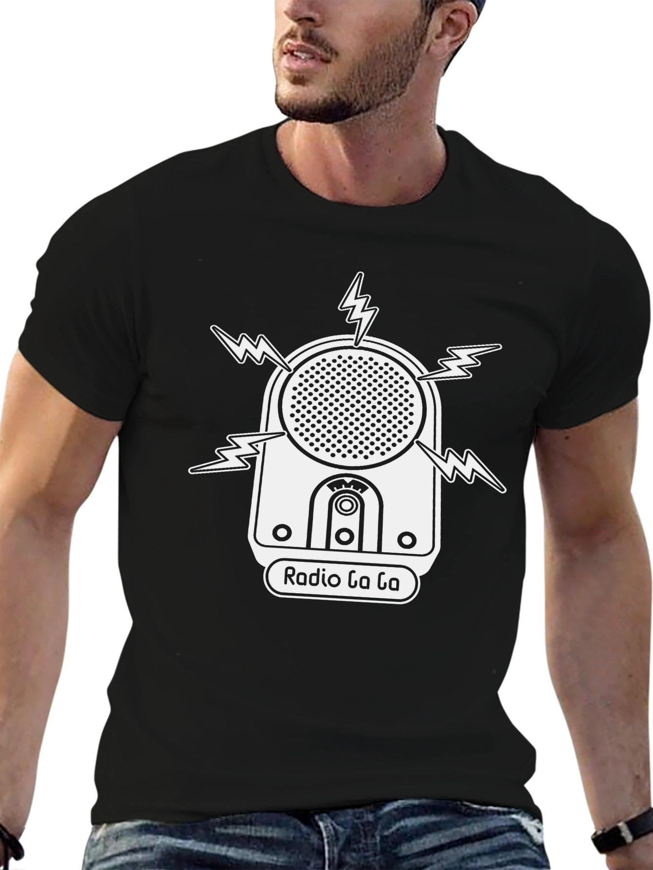 Black Radio Ga Ga T-Shirt - Bold Graphic Tee view 6