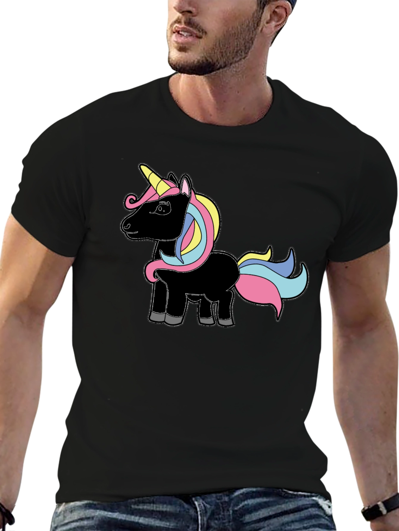Unicorn Graphic Tee - Fun Black T-Shirt - 6