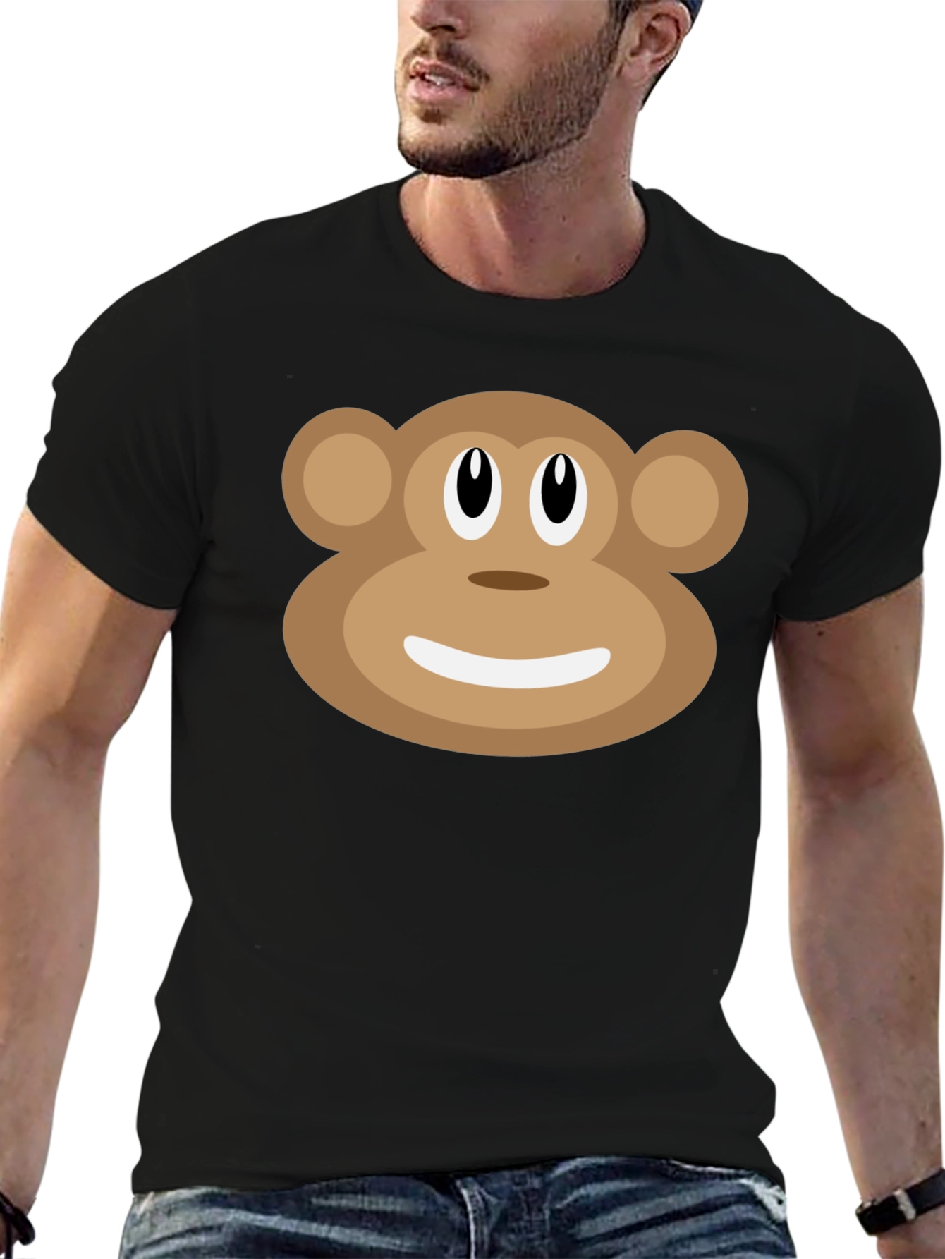 Black Monkey Face Graphic T-Shirt - Fun & Casual view 6