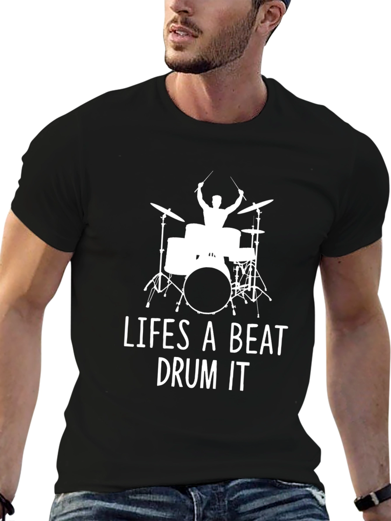 Black Life's a Beat Drum It T-Shirt view 6