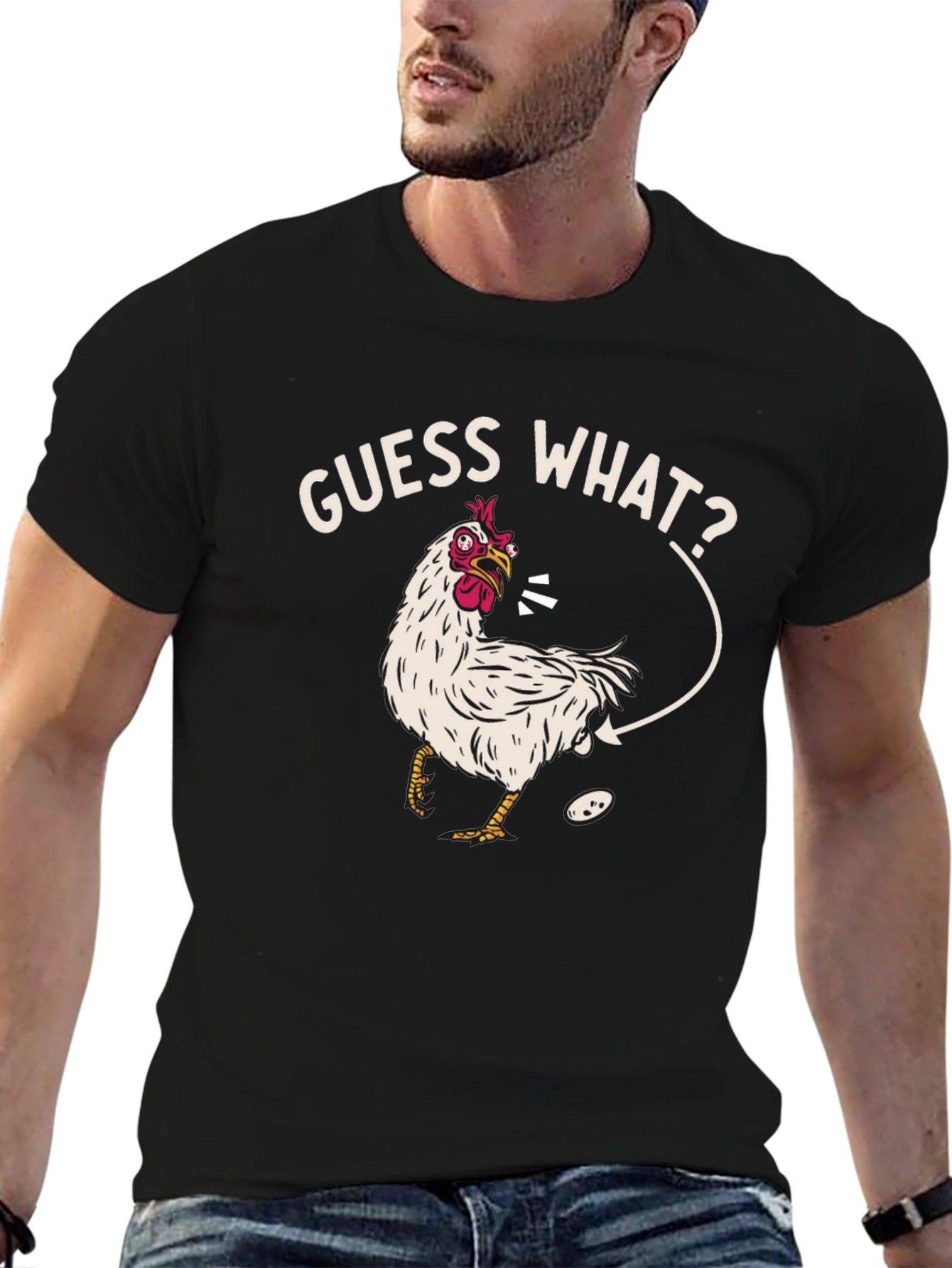 Black Guess What? Chicken T-Shirt - Funny Graphic Tee view 6