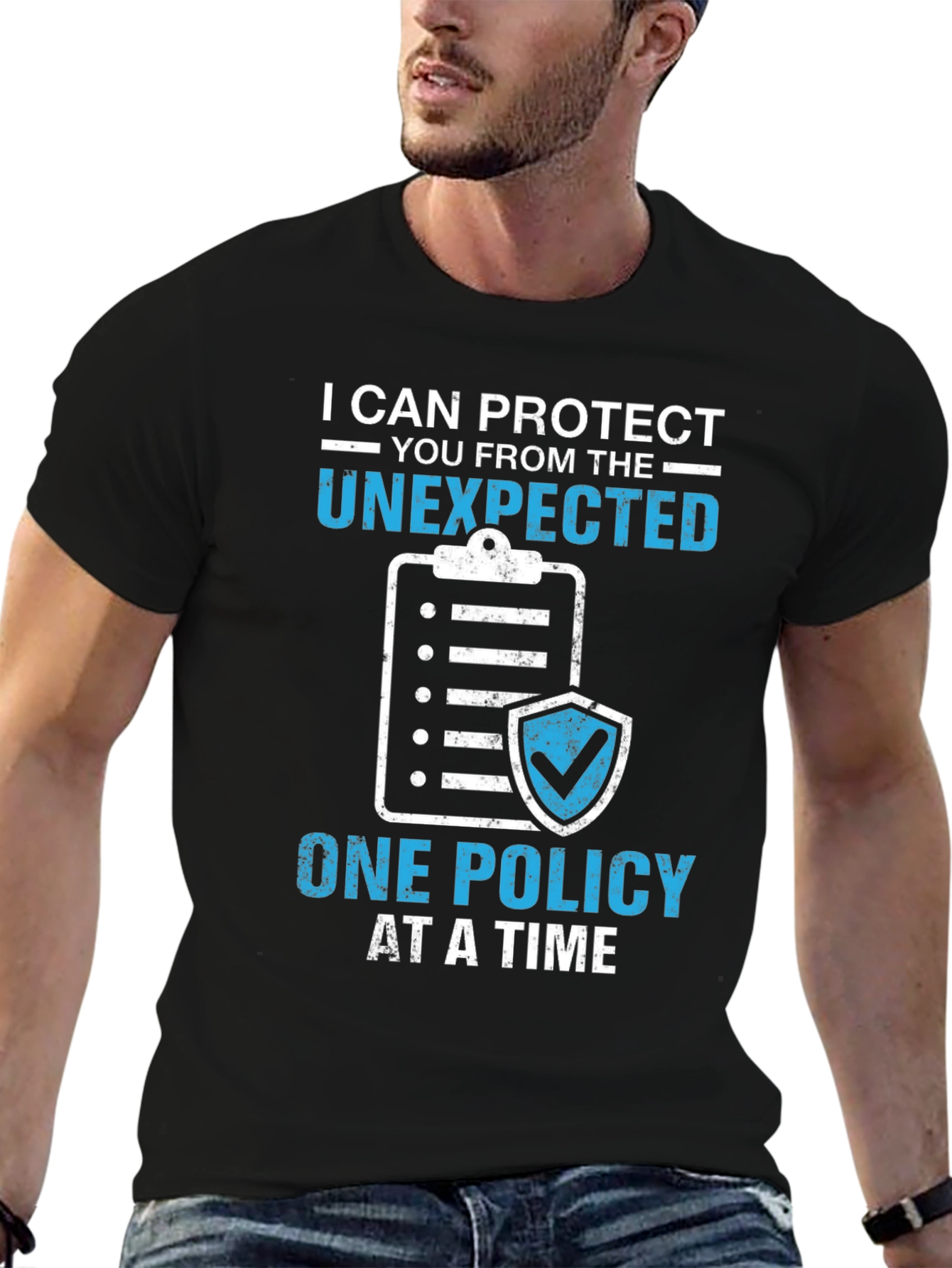 Black Protect the Unexpected Insurance Policy T-Shirt view 6