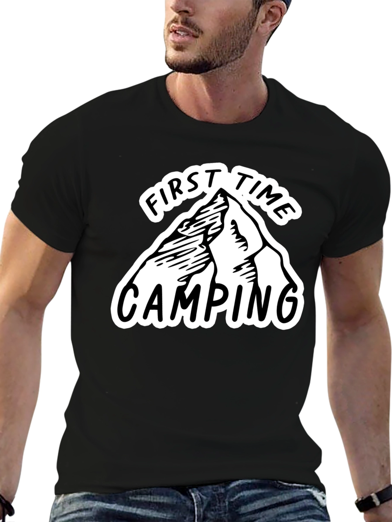 Black First Time Camping Graphic Tee - Black view 6