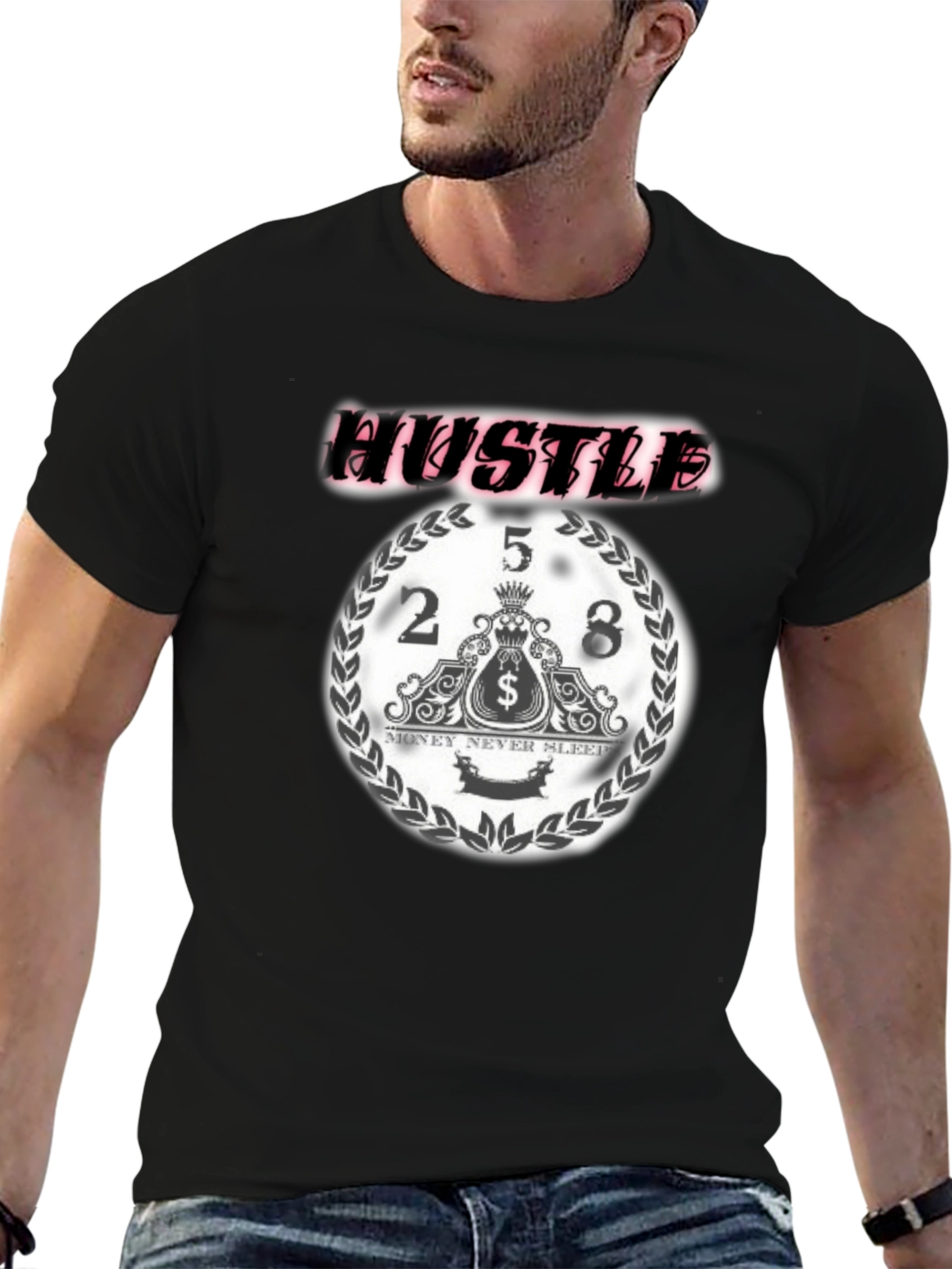 Black Hustle Graphic Print Black T-Shirt view 6