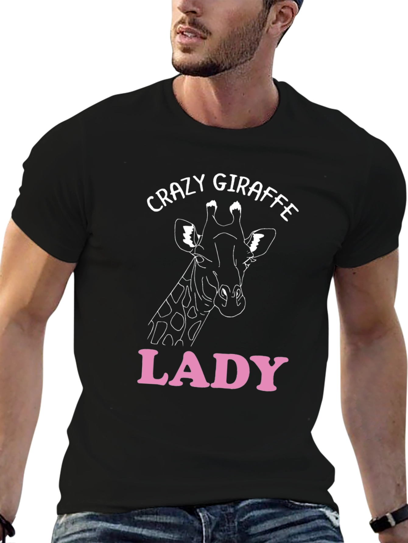 Black Crazy Giraffe Lady T-Shirt view 6