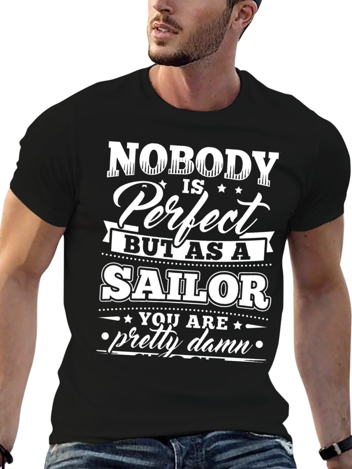 Black Sailor Perfection T-Shirt - Novelty Graphic Tee view 6