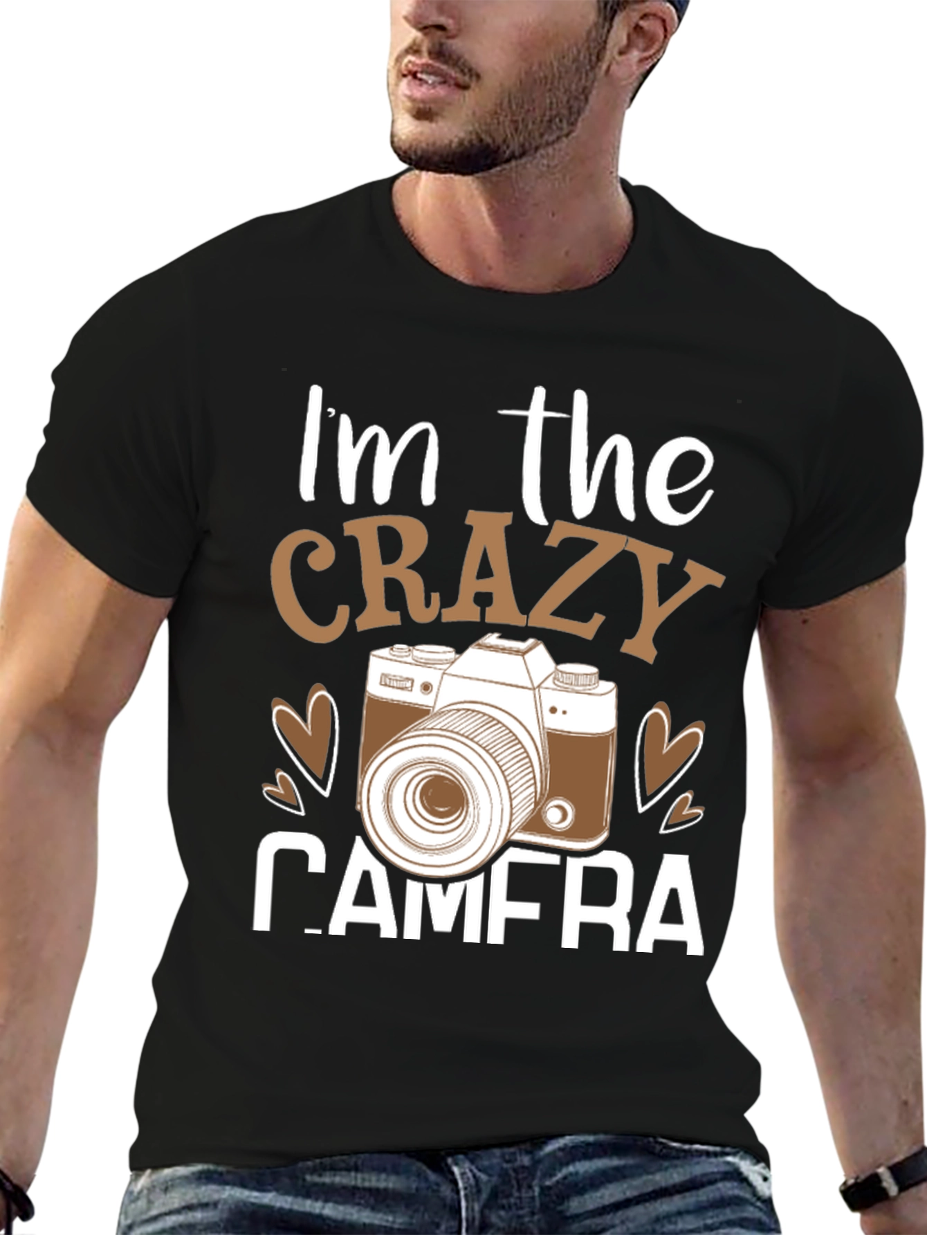Black Crazy Camera T-Shirt - Photography Lover Gift view 6