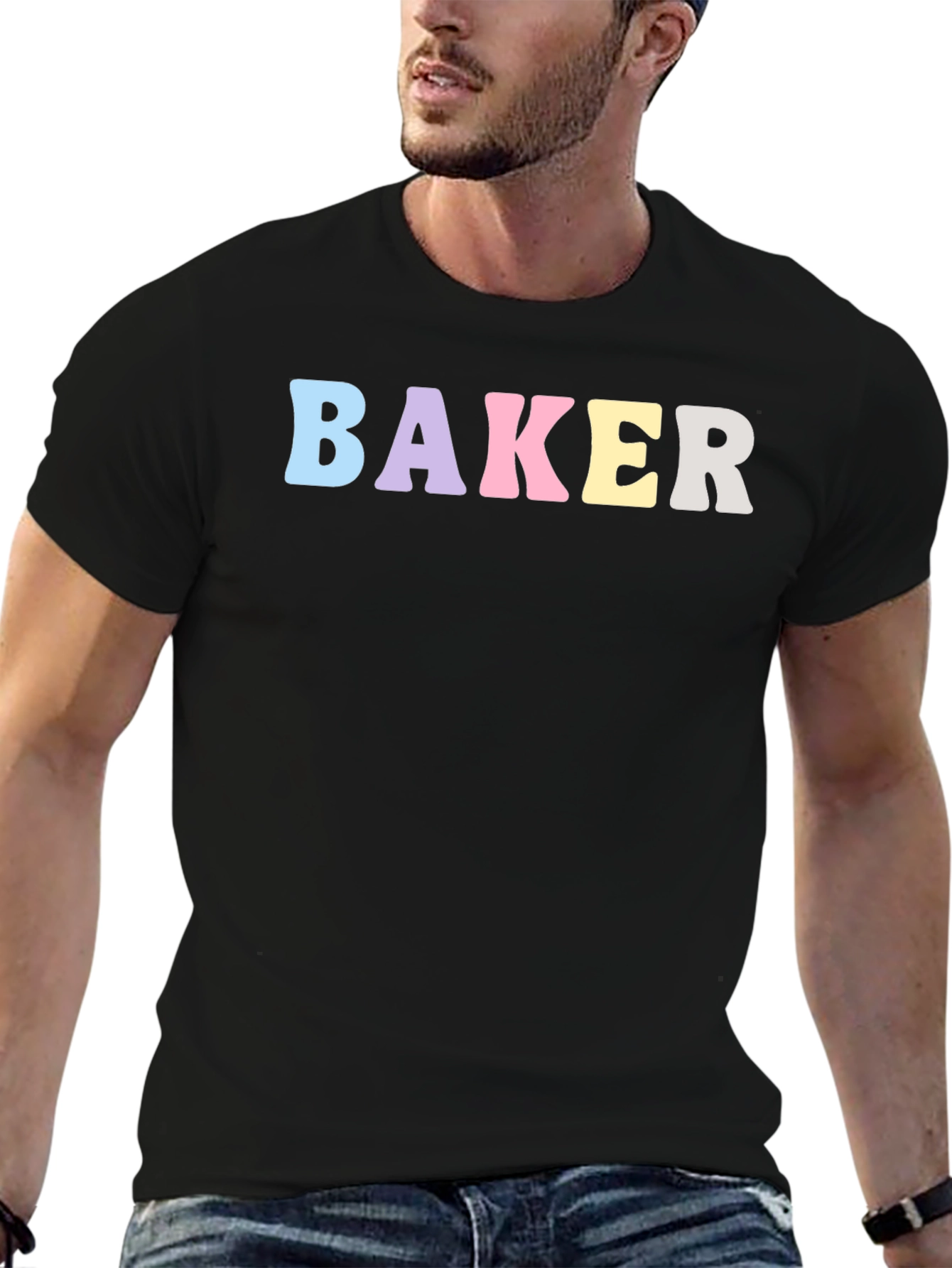 Black Pastel Baker T-Shirt - Black Cotton Crew Neck view 6