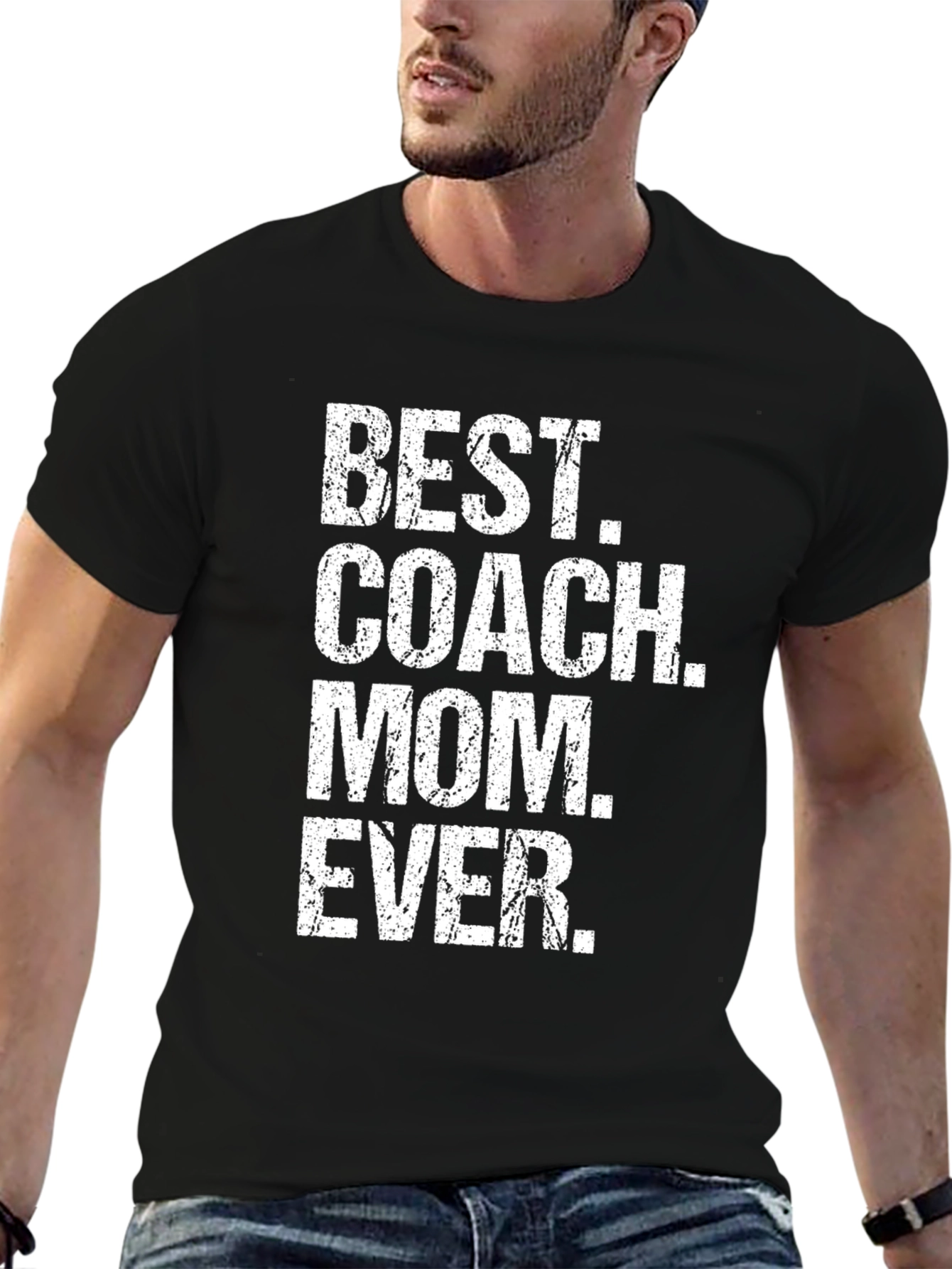 Black Best Coach Mom Ever Black T-Shirt view 6