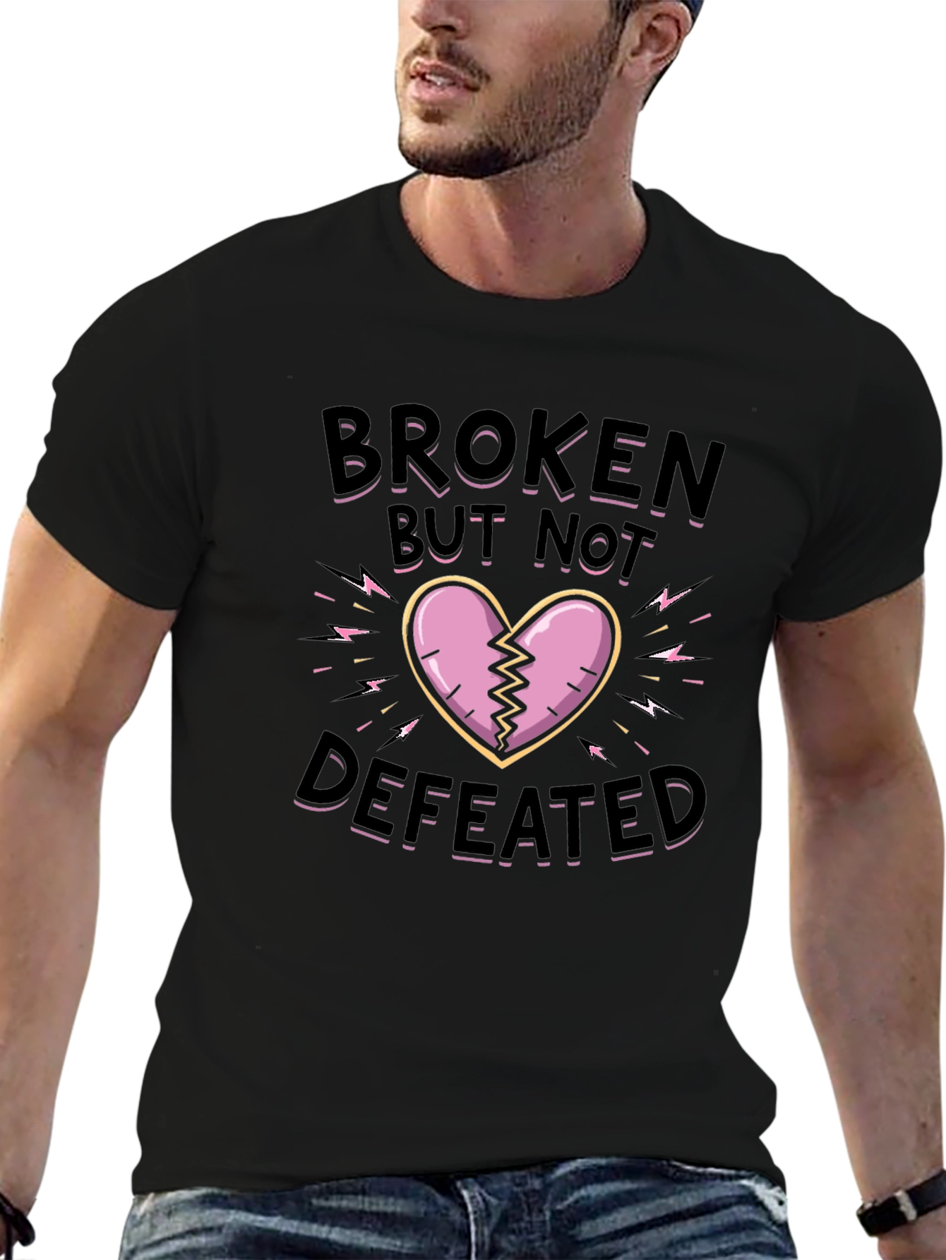 Black Broken But Not Defeated Graphic Tee view 6
