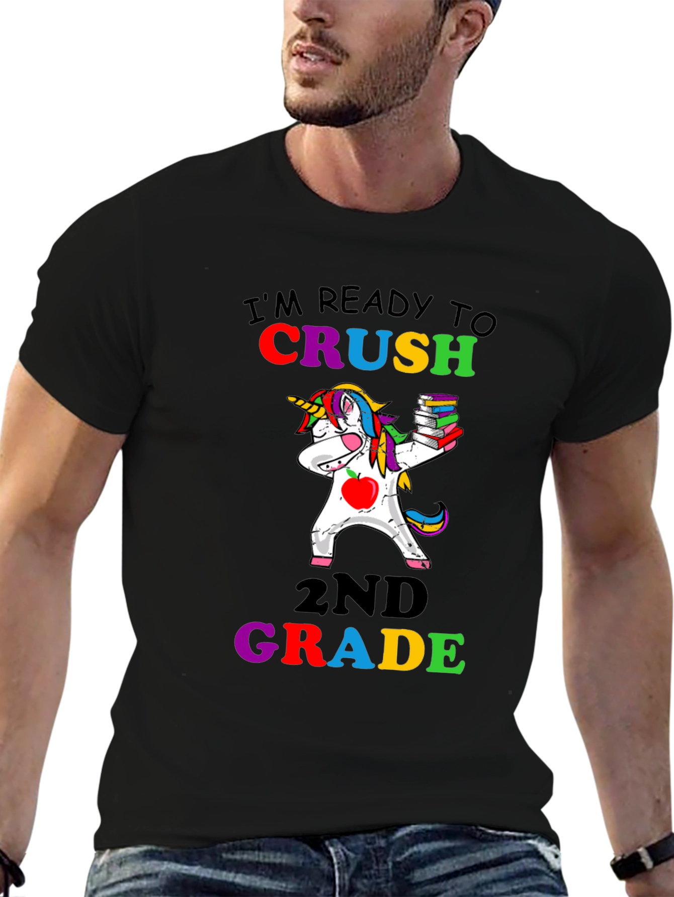 Black Ready to Crush 2nd Grade Unicorn T-Shirt view 6