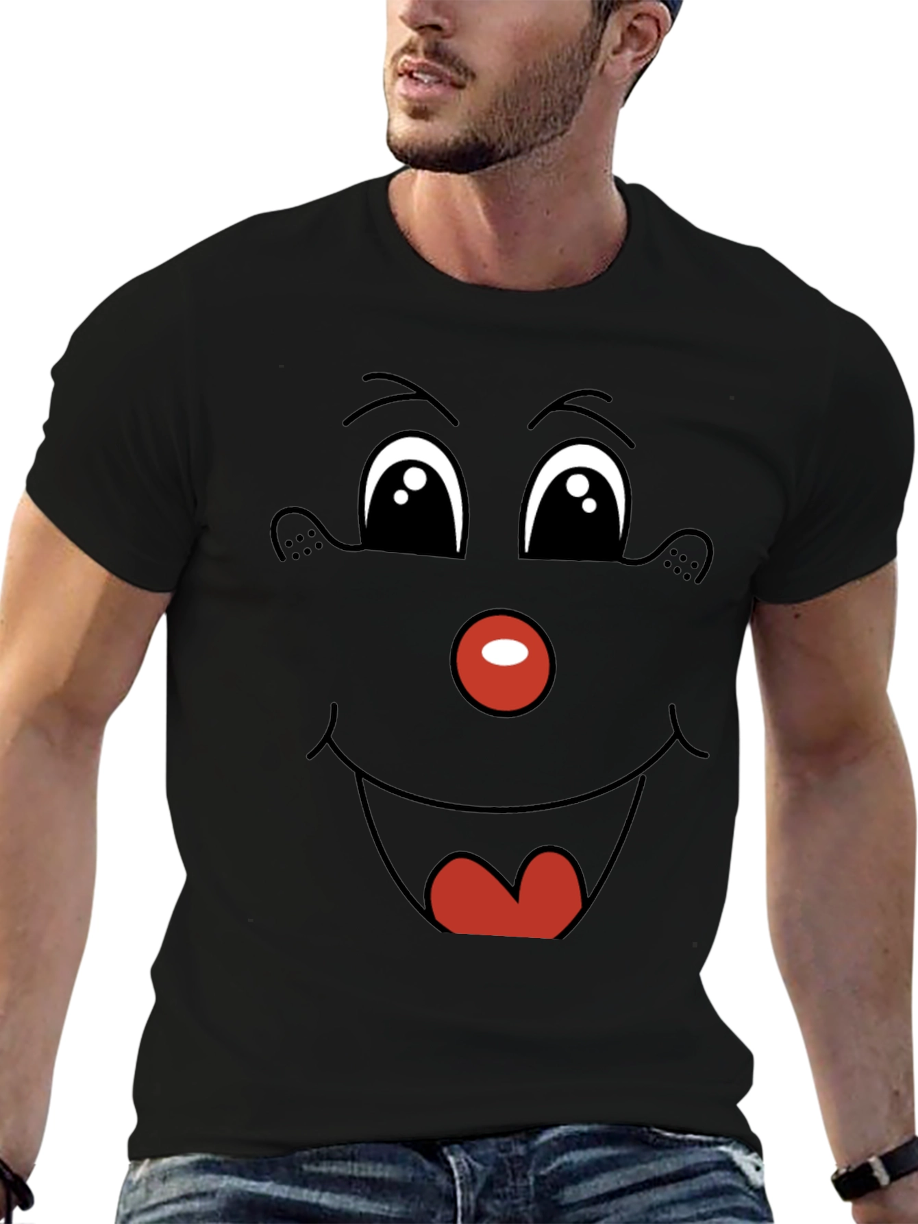 Black Funny Face Graphic Tee - Black view 6
