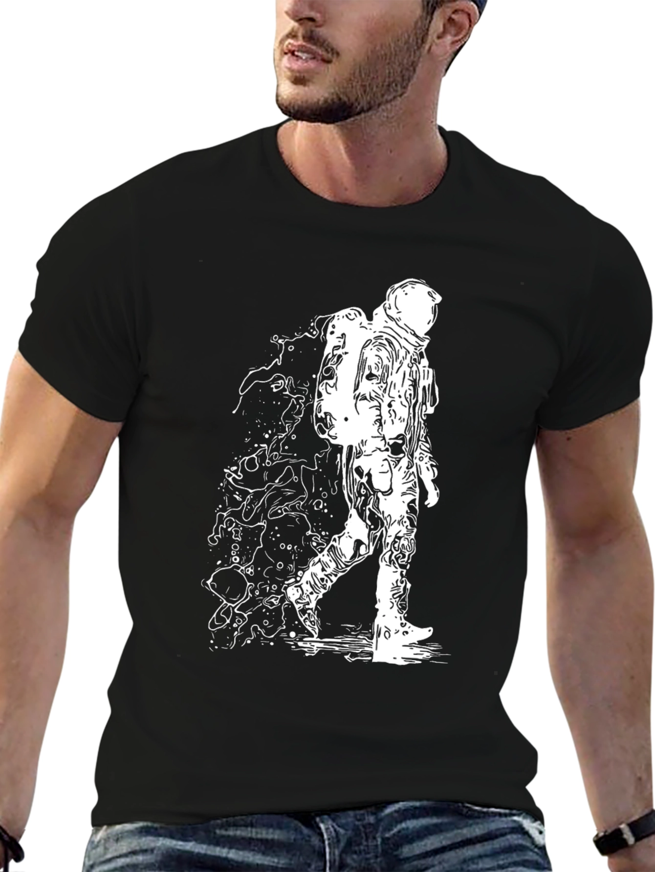 Black Astronaut Graphic Black T-Shirt view 6
