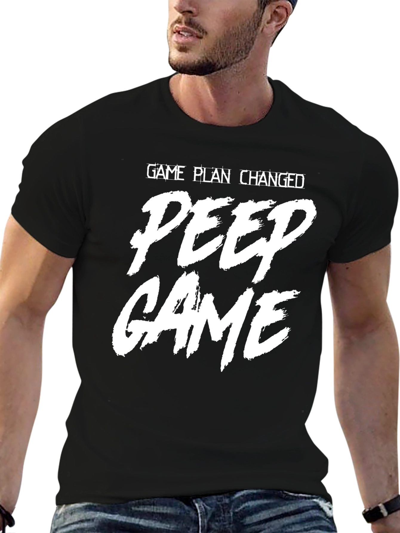 Black Peep Game T-Shirt - Black Graphic Tee for Men view 6