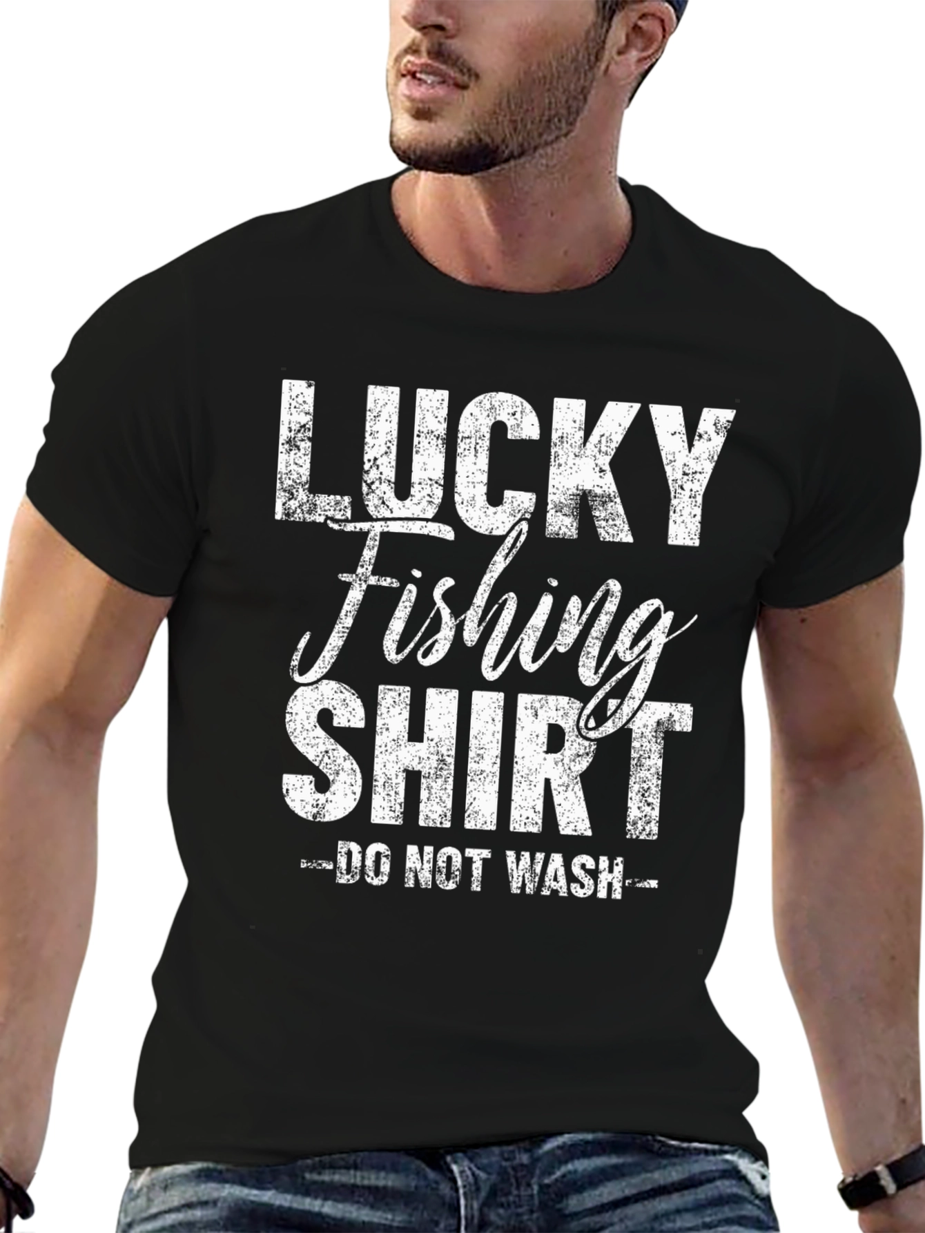 Black Lucky Fishing Shirt - Do Not Wash Graphic Tee view 6
