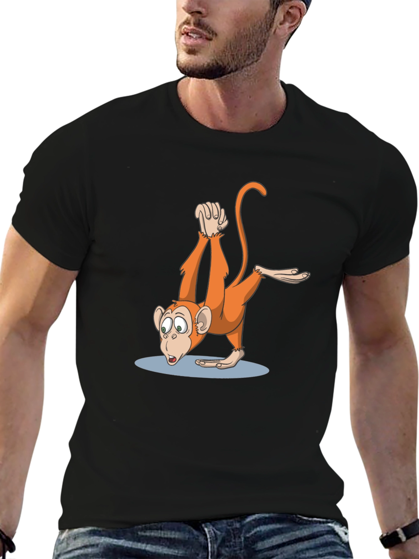 Black Monkey Cartoon Graphic Tee - Black view 6