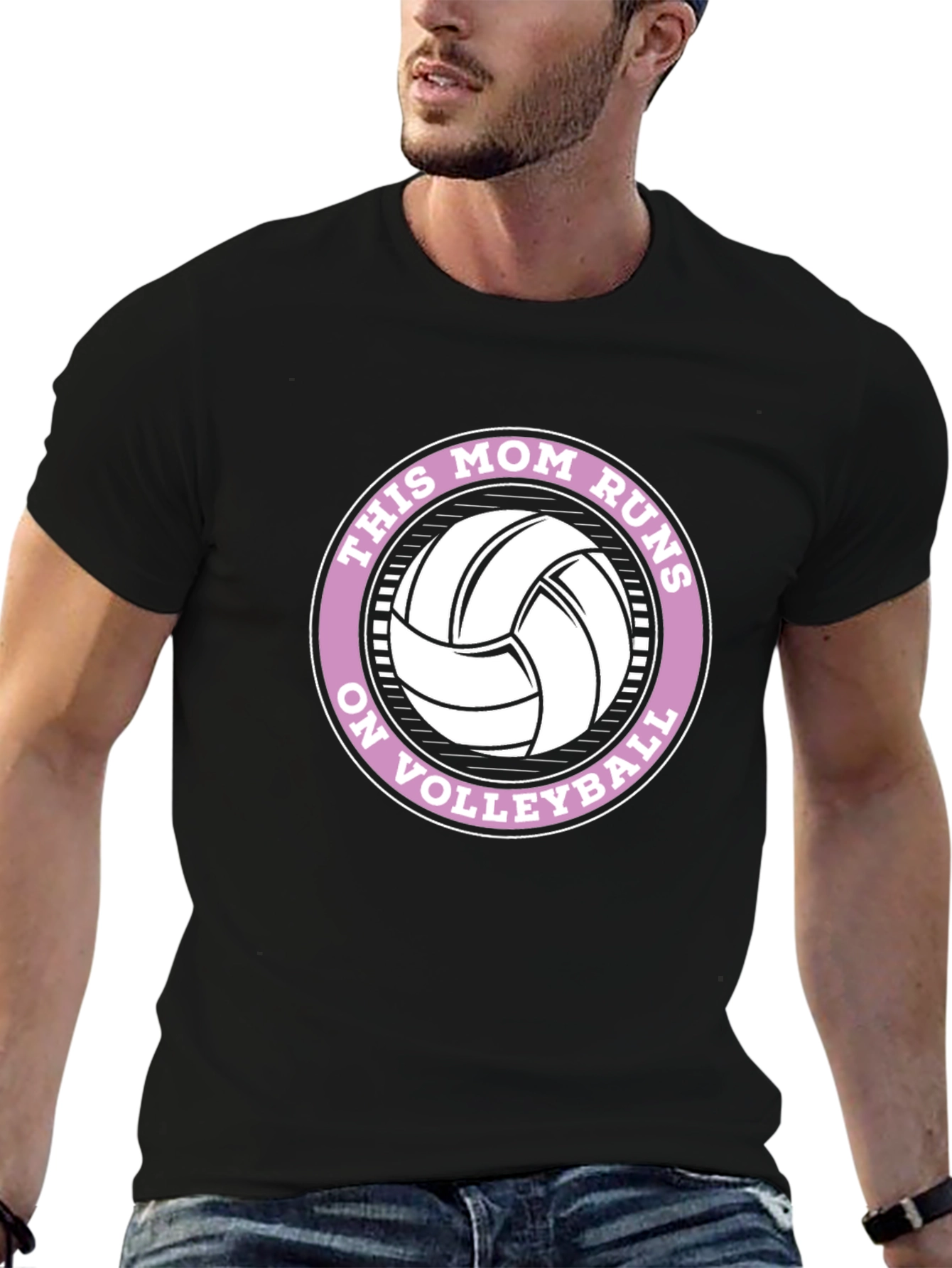 Black This Mom Runs on Volleyball Graphic Tee view 6