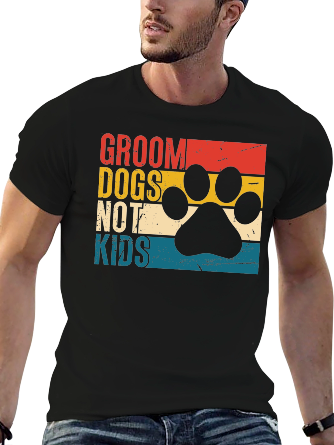 Black Groom Dogs Not Kids Tee - Funny Dog Lover Shirt view 6