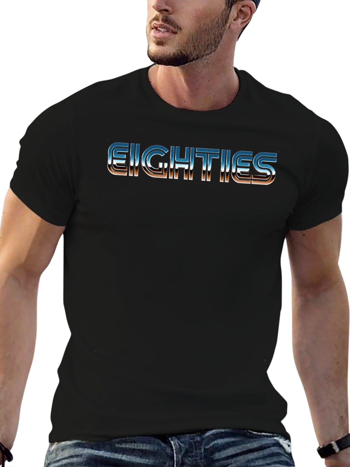Black Retro Eighties T-Shirt - Classic 80s Style view 6