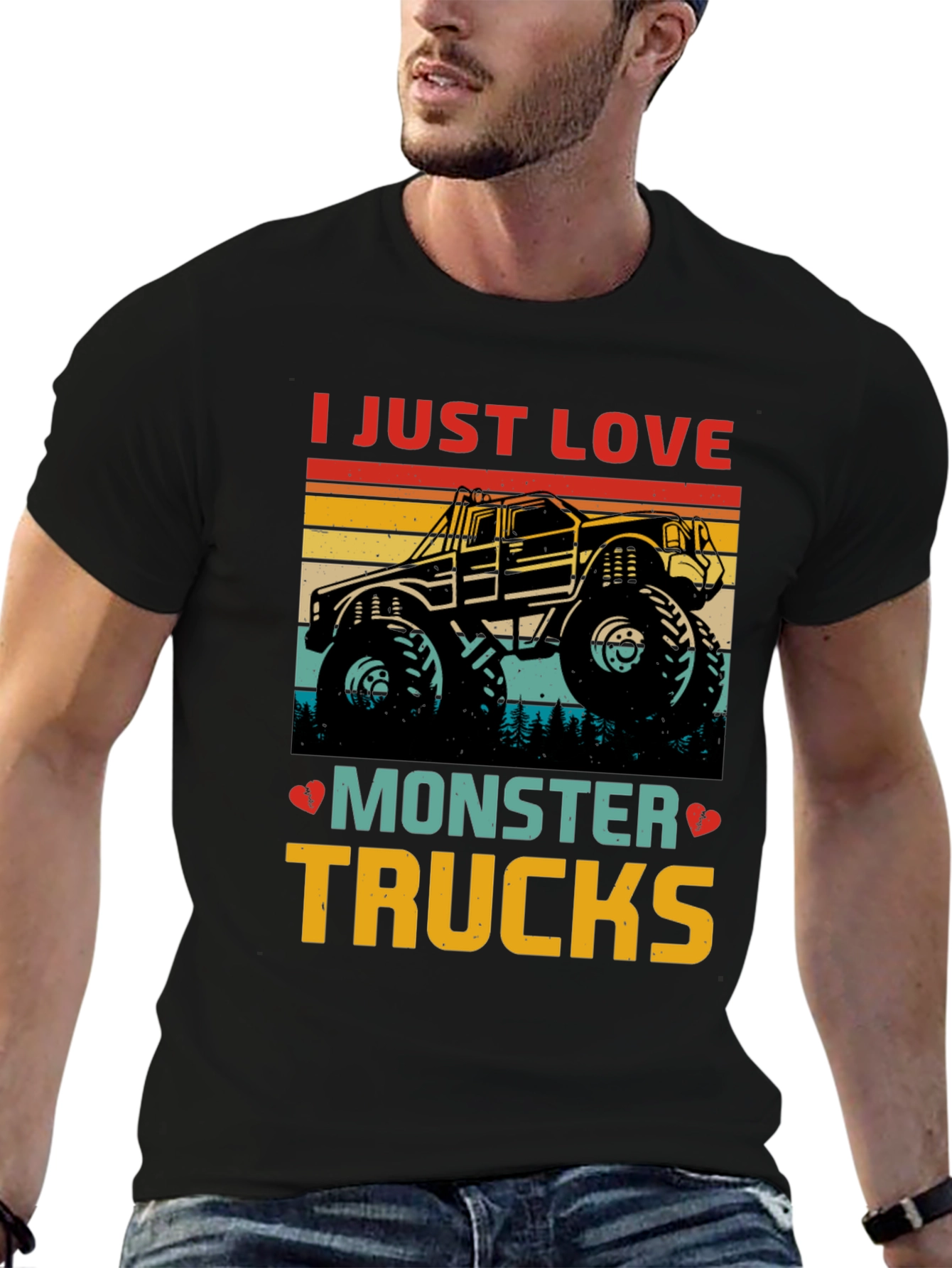 Black Monster Truck Lover Graphic T-Shirt view 6