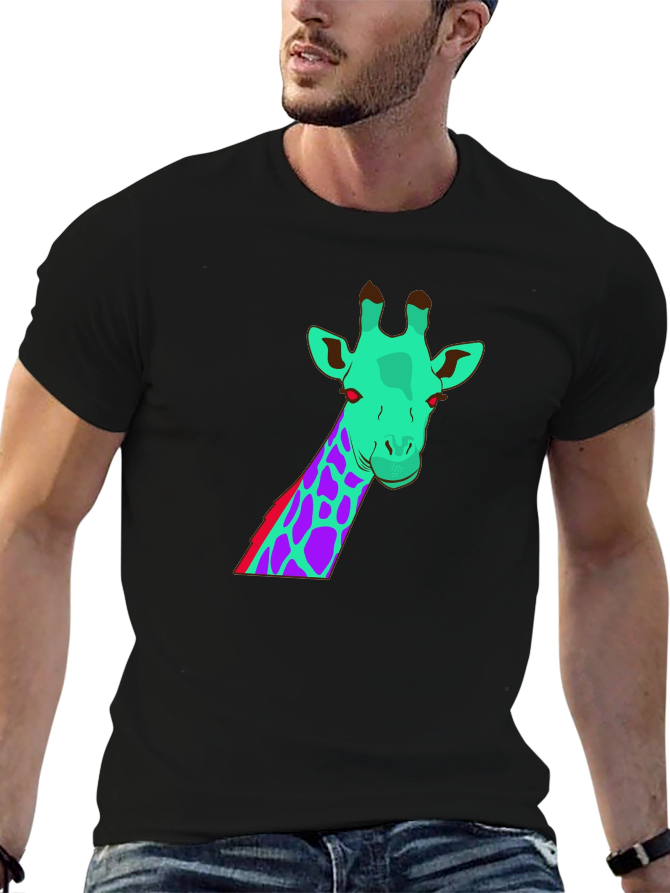 Black Funky Giraffe Graphic Tee - Unique Design view 6