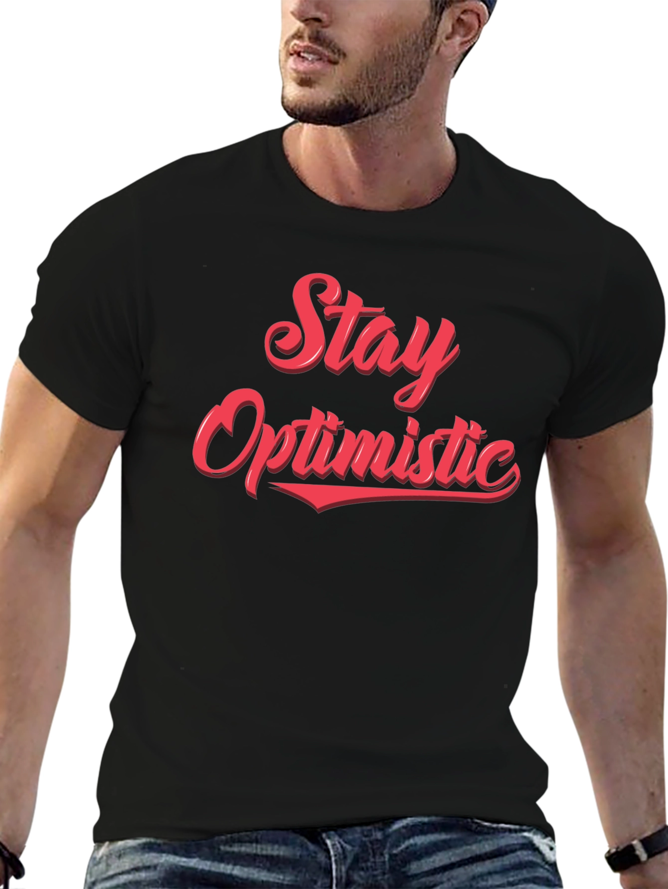 Black Stay Optimistic T-Shirt - Black view 6