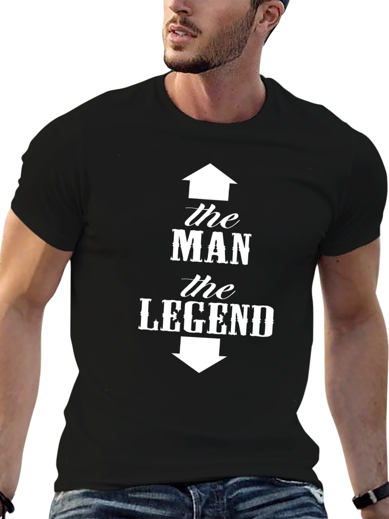 Black The Man The Legend Graphic Tee - Black Cotton T-Shirt view 6