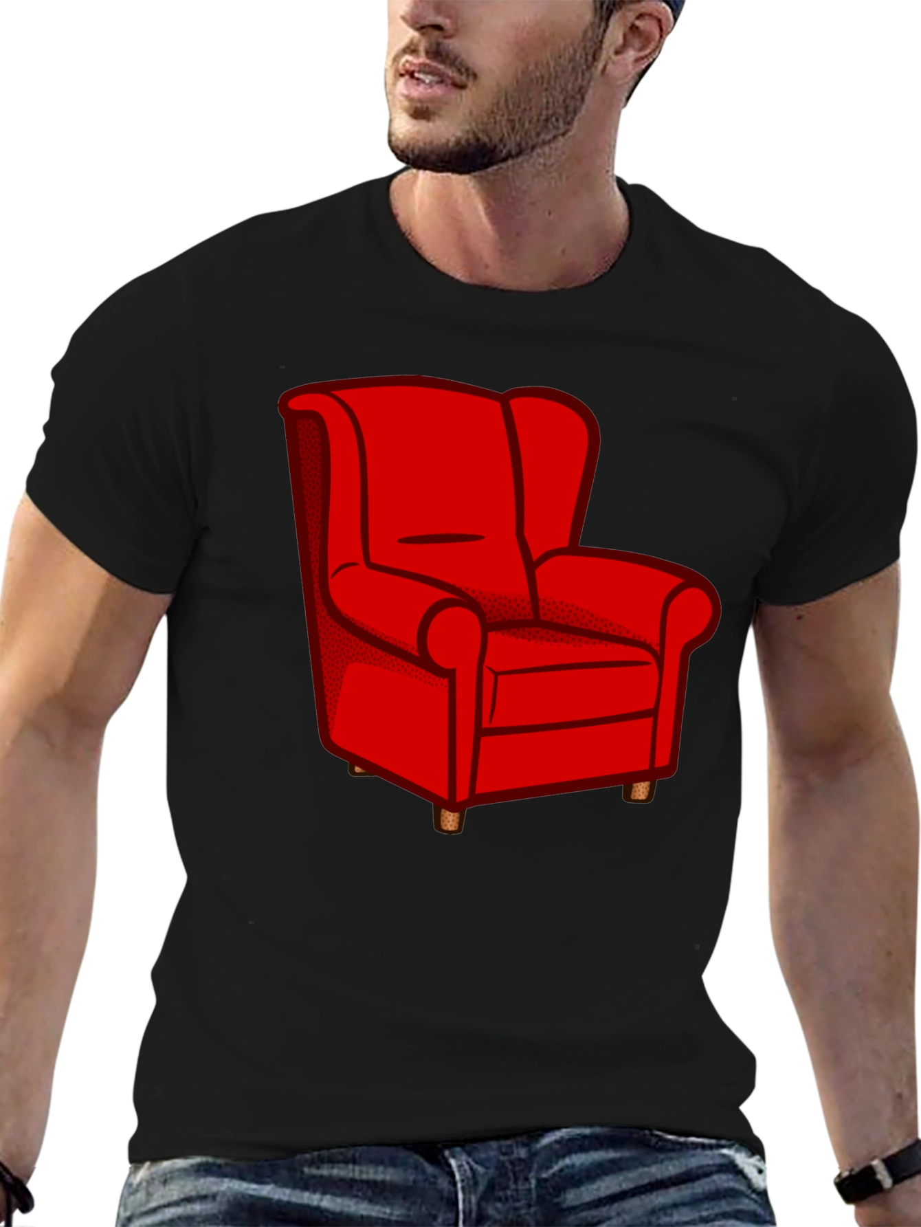 Black Red Chair Graphic Tee - Stylish Comfort view 6