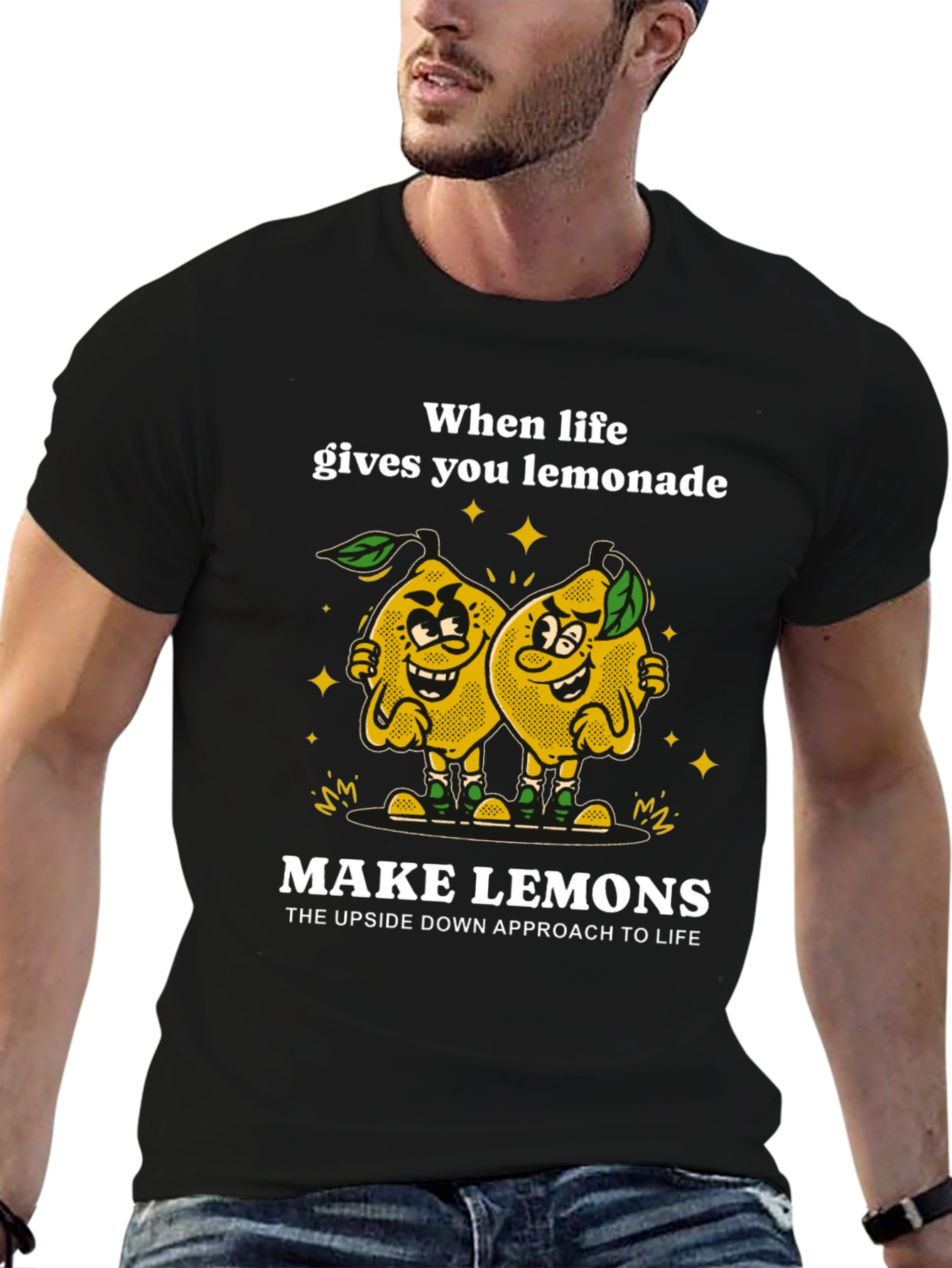 Black Funny Lemon Graphic Tee - Make Lemons T-Shirt view 6