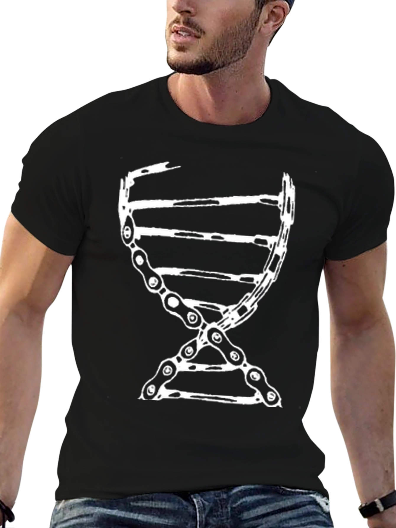 Black DNA Chain Graphic Tee - Black view 6