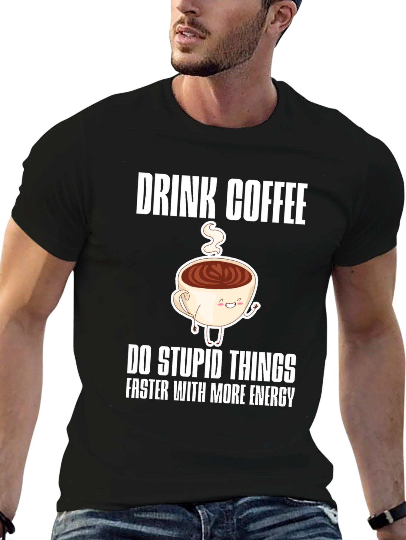 Black Drink Coffee Funny Graphic Tee view 6