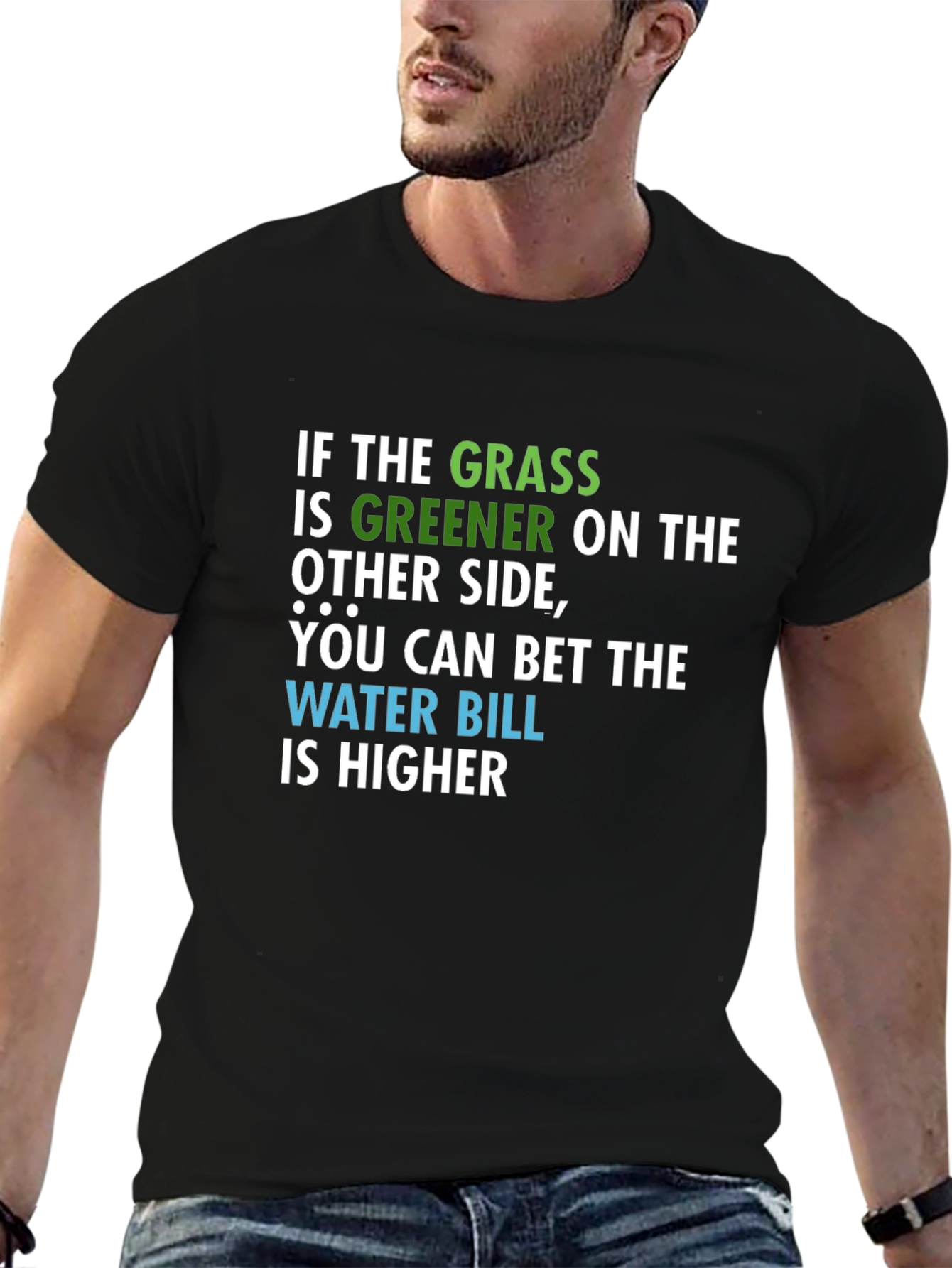 Black Greener Grass Water Bill Graphic T-Shirt view 6