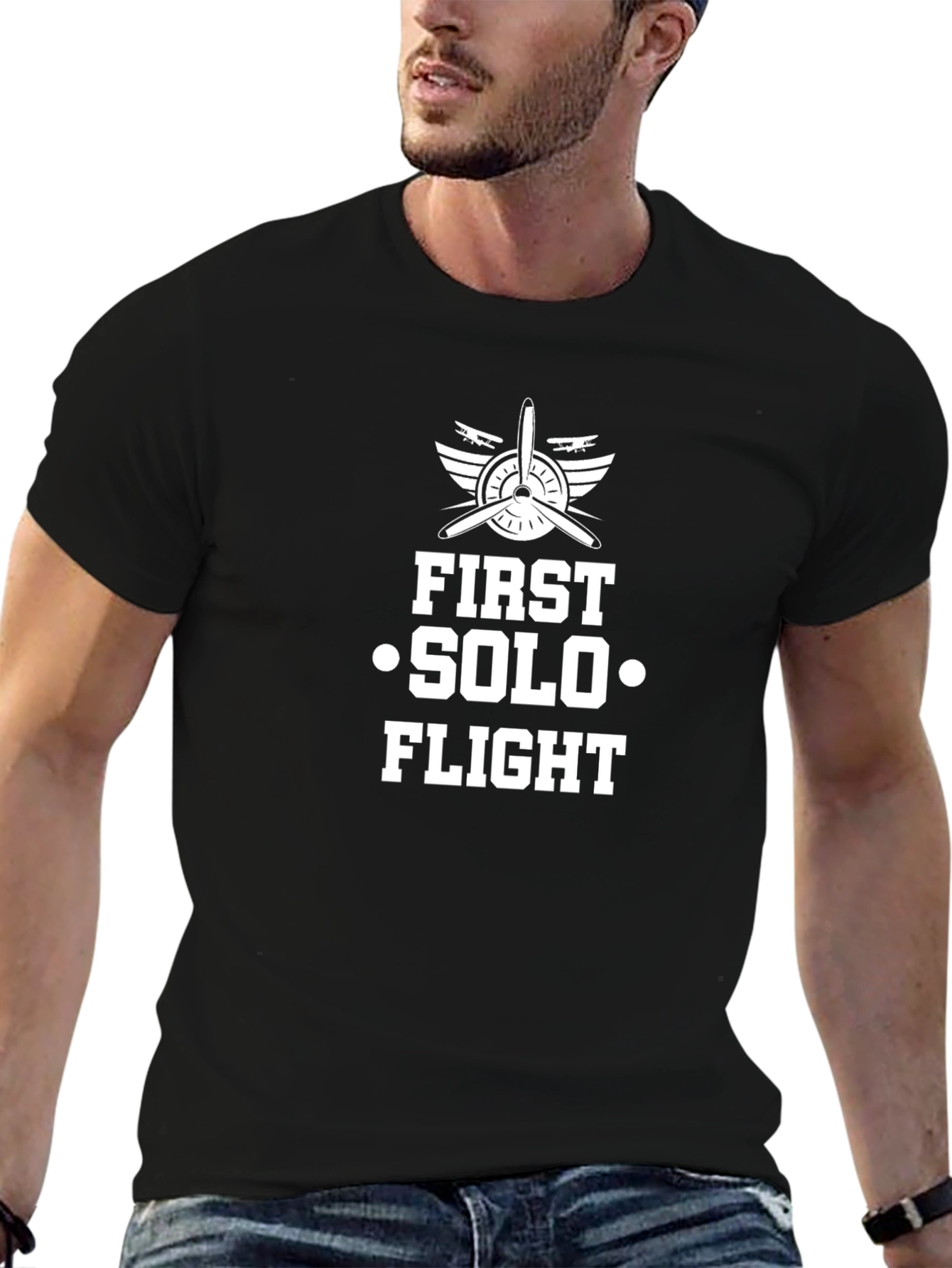 Black First Solo Flight T-Shirt - Aviation Gift view 6