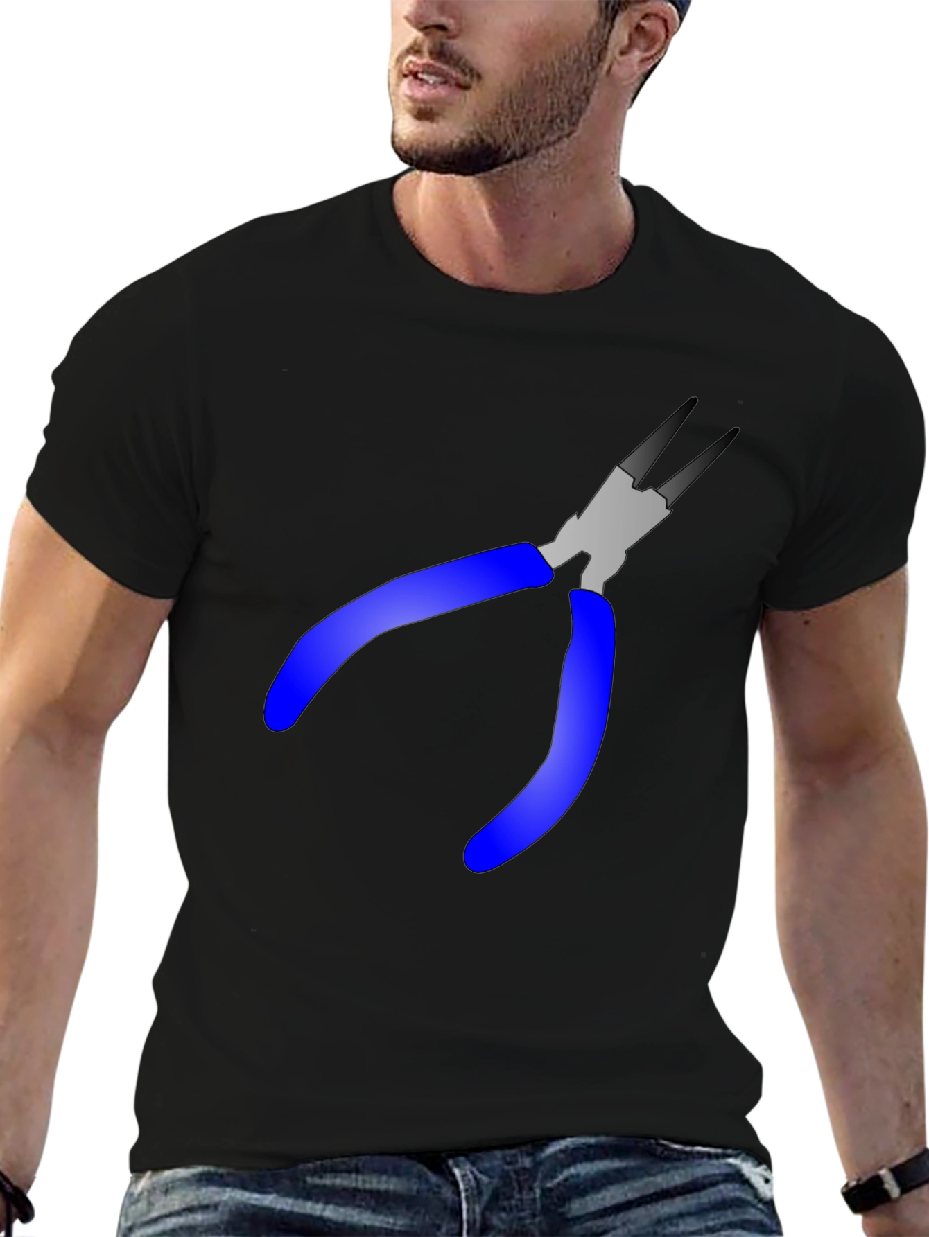 Black Pliers Graphic Tee - Black Cotton Blend T-Shirt view 6
