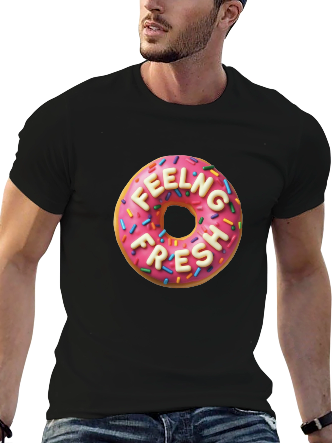 Black Feeling Fresh Donut Graphic Tee - Stylish & Comfortable view 6