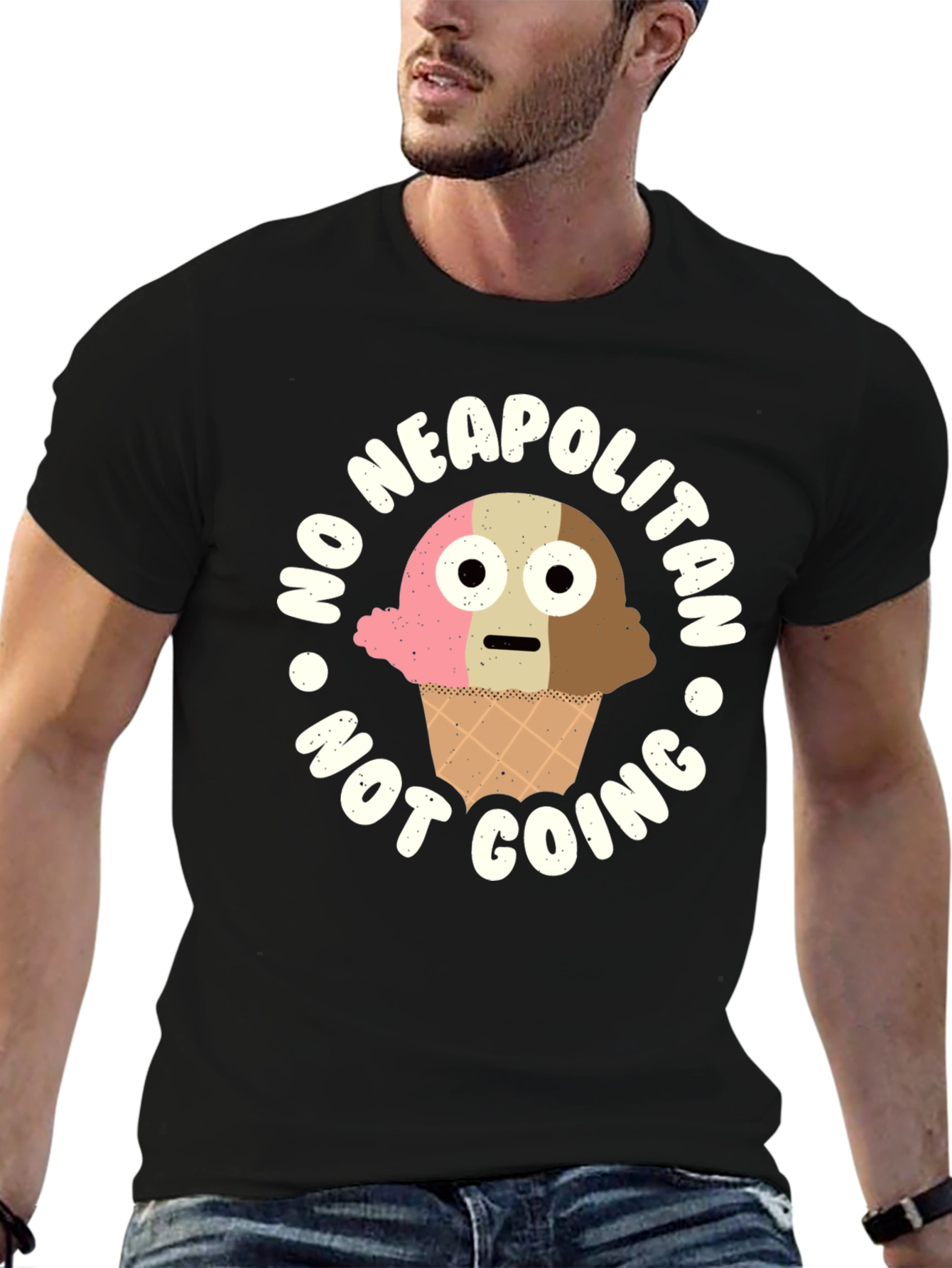 Black Funny Neapolitan Ice Cream Graphic T-Shirt view 6