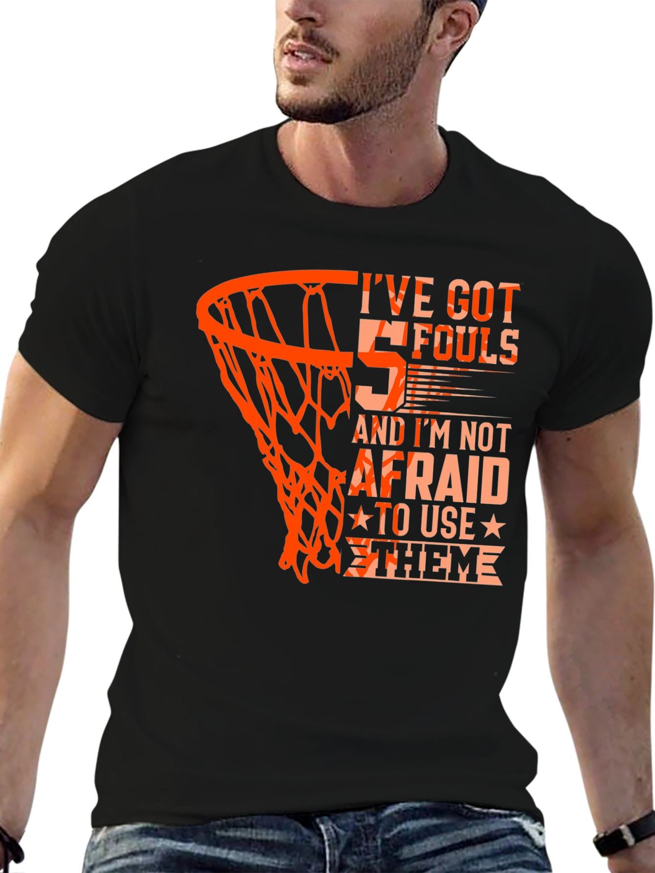 Black Basketball '5 Fouls' Graphic T-Shirt view 6