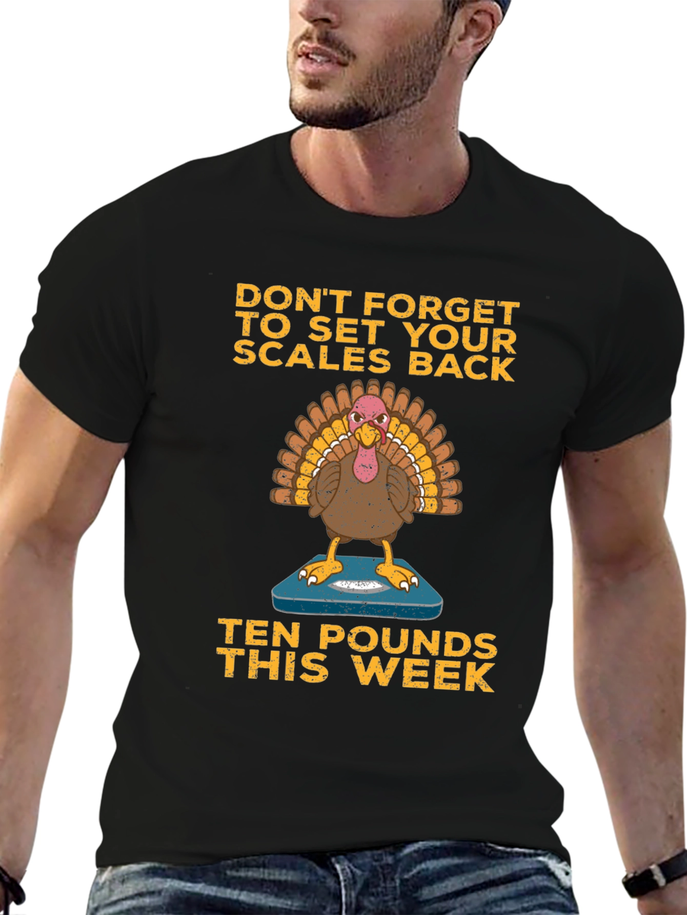 Black Funny Thanksgiving Turkey Diet T-Shirt view 6