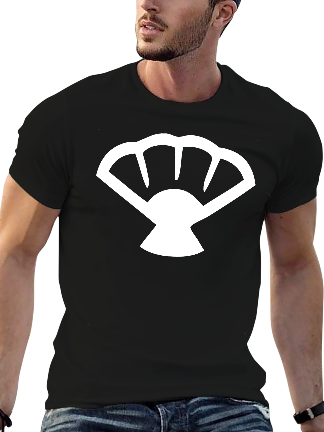 Black Fan Graphic T-Shirt - Black Cotton Tee view 6