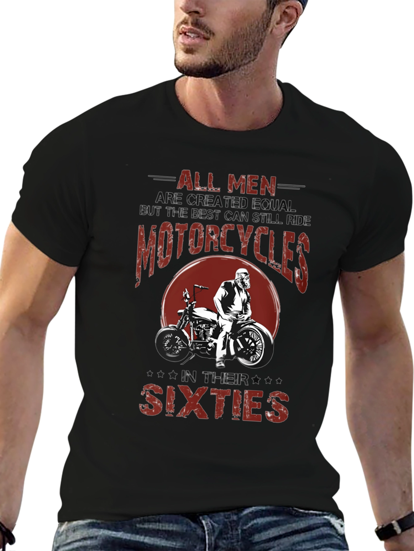 Black All Men Motorcycle Graphic T-Shirt view 6
