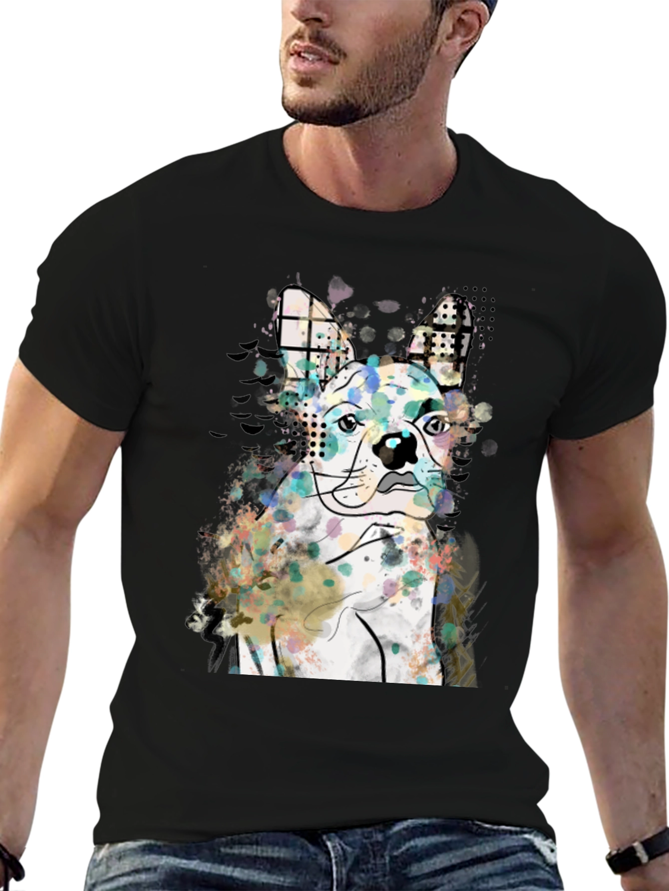 Black Dog Graphic Men's Black T-Shirt view 6